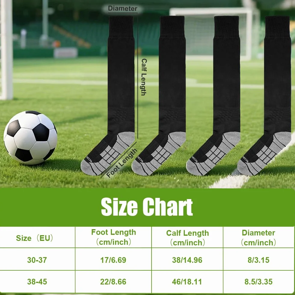 DiULi Calcetines de Futbol 2 Pares Medias Futbol Rojo y Azul Antipresion Compresion Socks Largos Deportivos