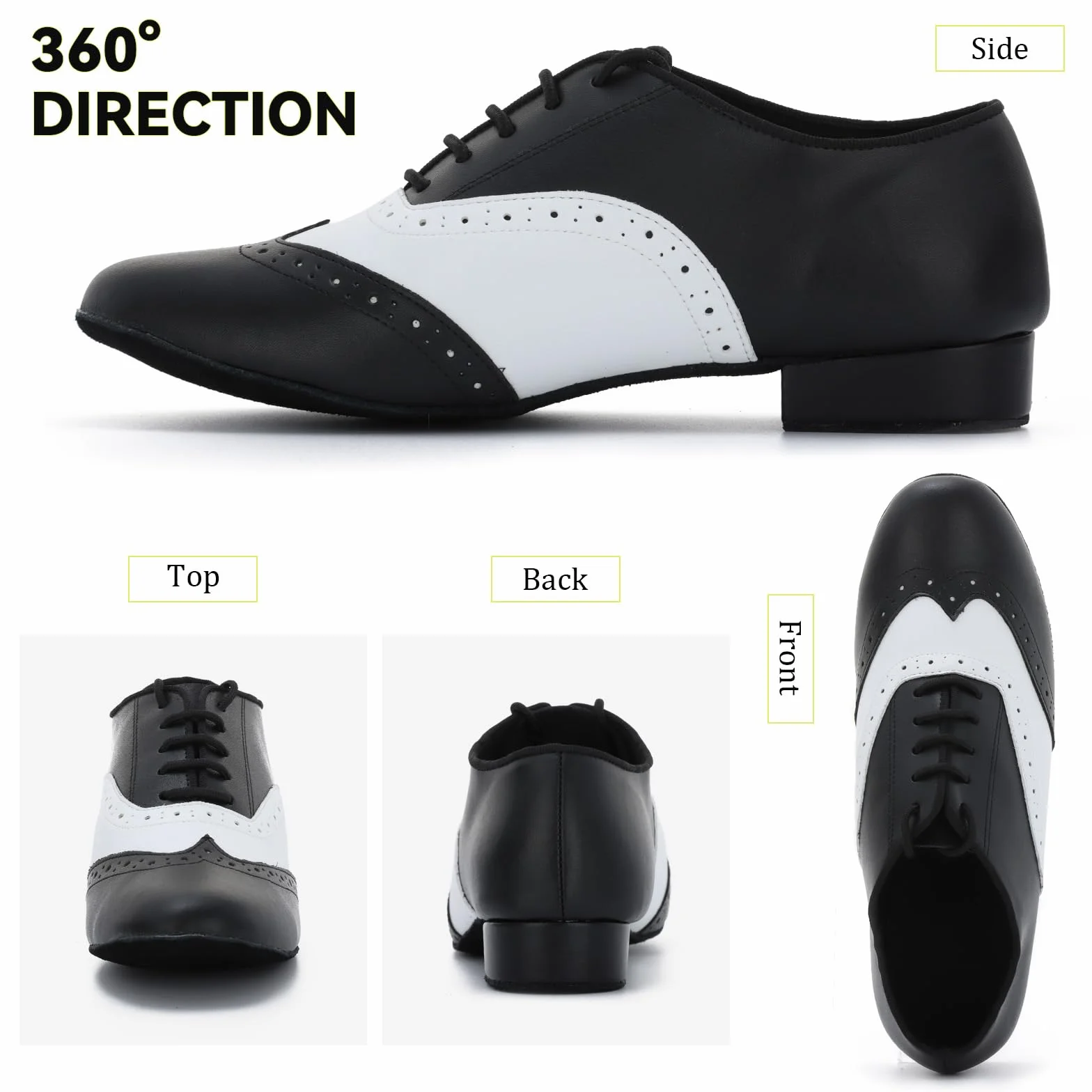 Zapatos de Baile para Hombre Cuero Sintético Salsa Latina Tango Práctica Negro
