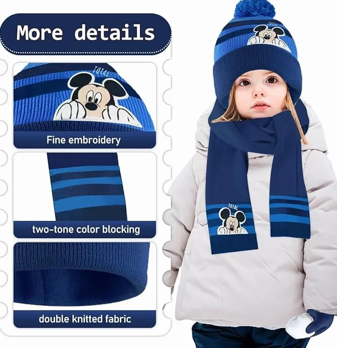 Set Guantes Niña Gorro Invierno Niño Bufanda Tejido de Punto
