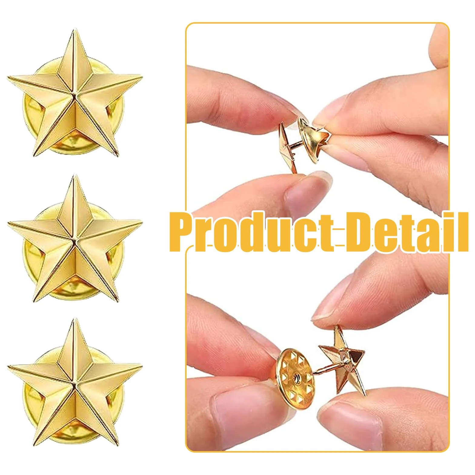 Pines de Reconocimiento Estrella Dorada, 20 Piezas, Insignias de Apreciación