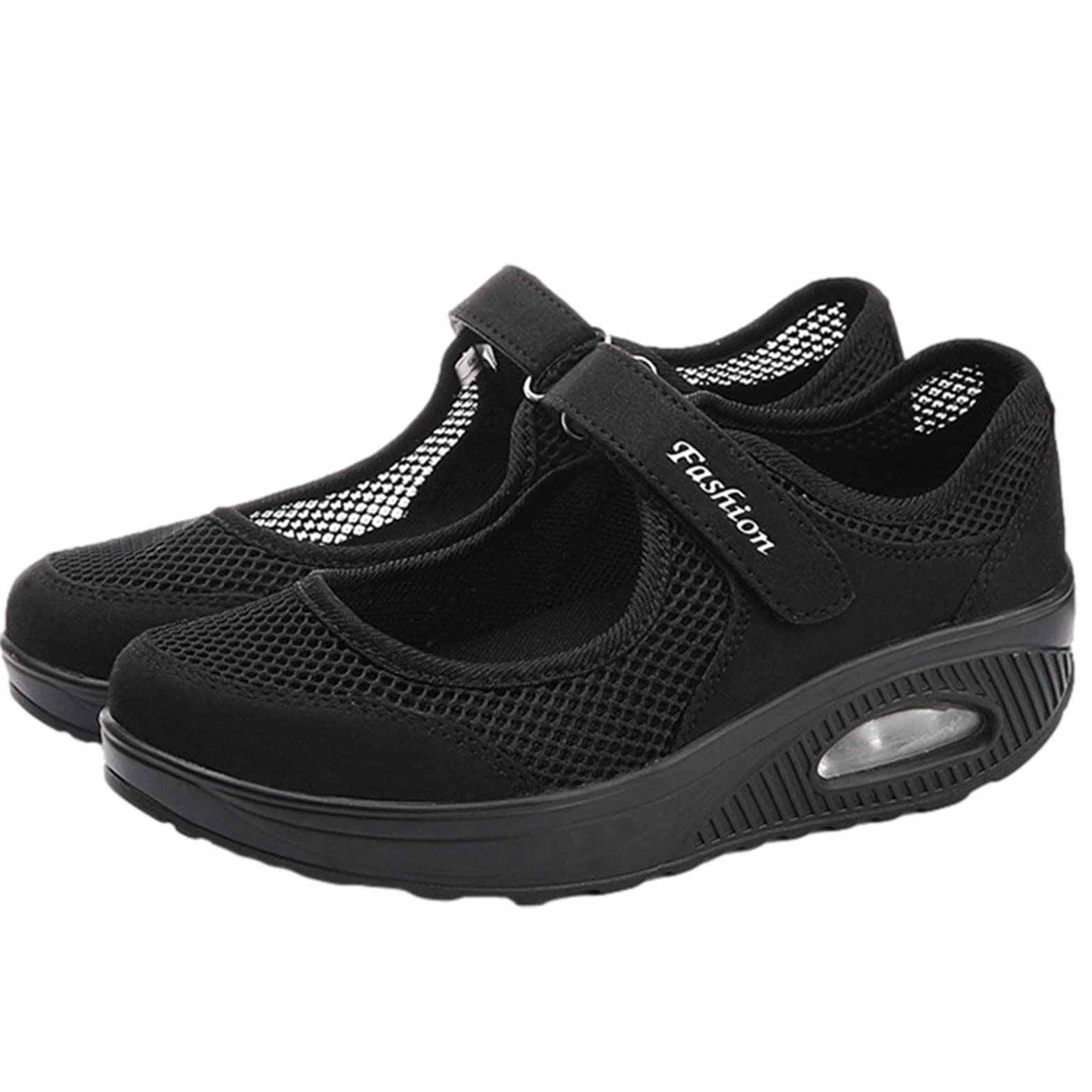 ZORQ Zapatos de caminar tejidos ortopédicos con suela gruesa para mujer - Zapatos de malla
