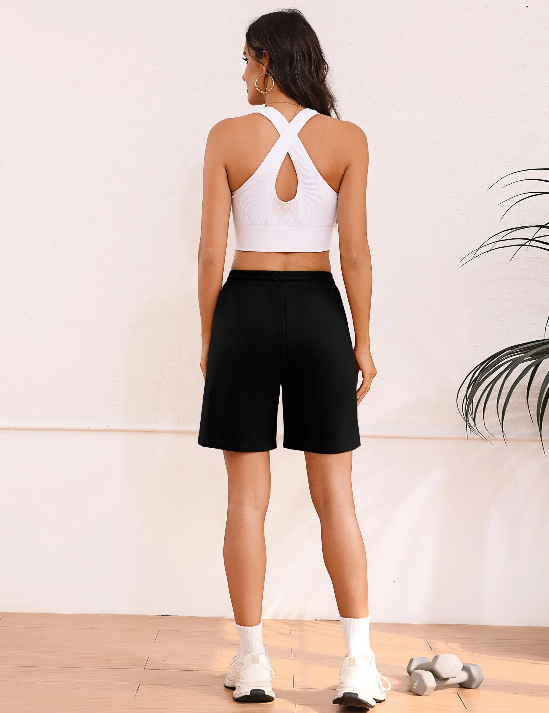 Litherday Pantalones Cortos Deportivos Mujer Transpirables con Bolsillos Cintura Elástica Fitness Yoga Running