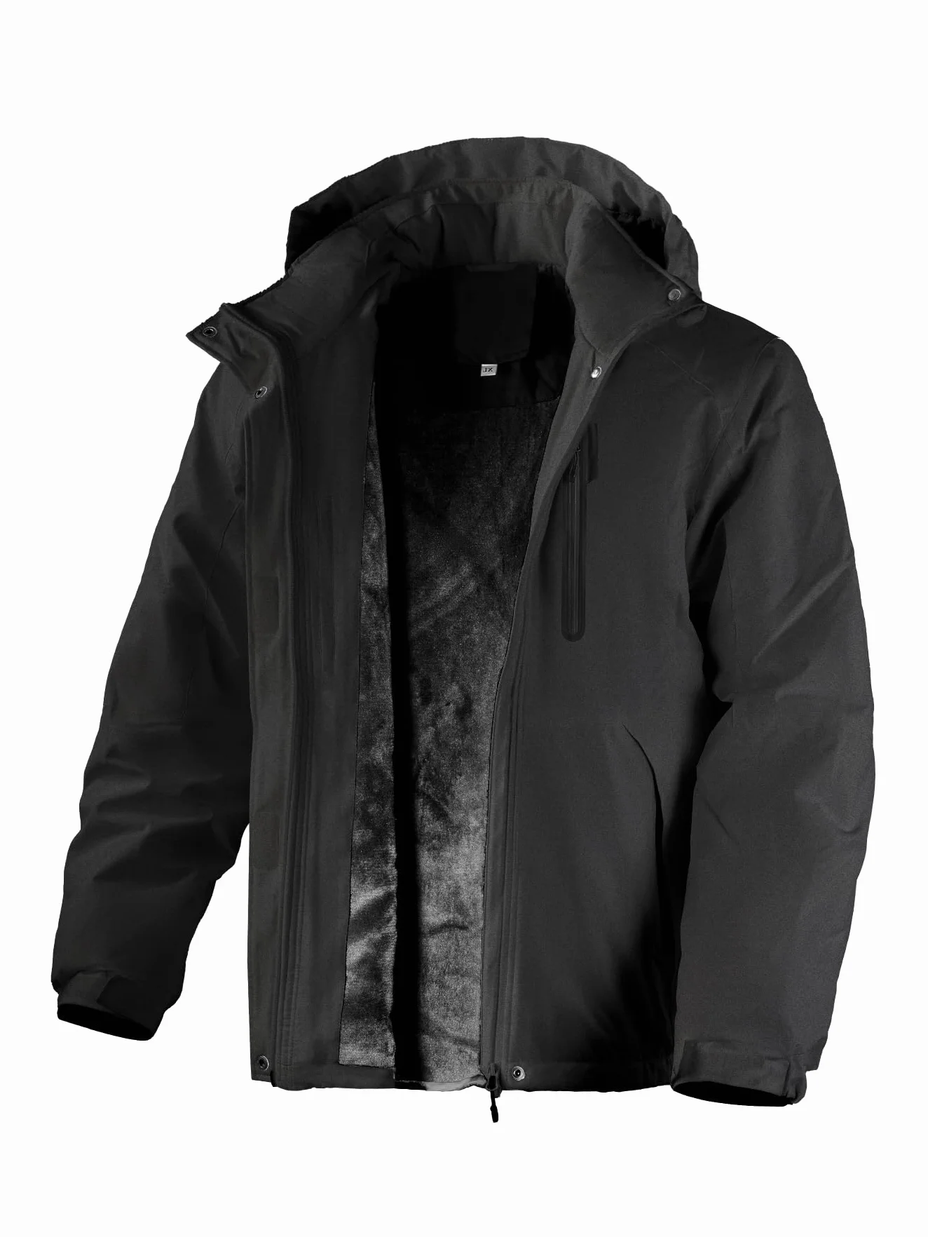 Chaqueta de invierno impermeable para hombre con forro polar y capucha extraíble