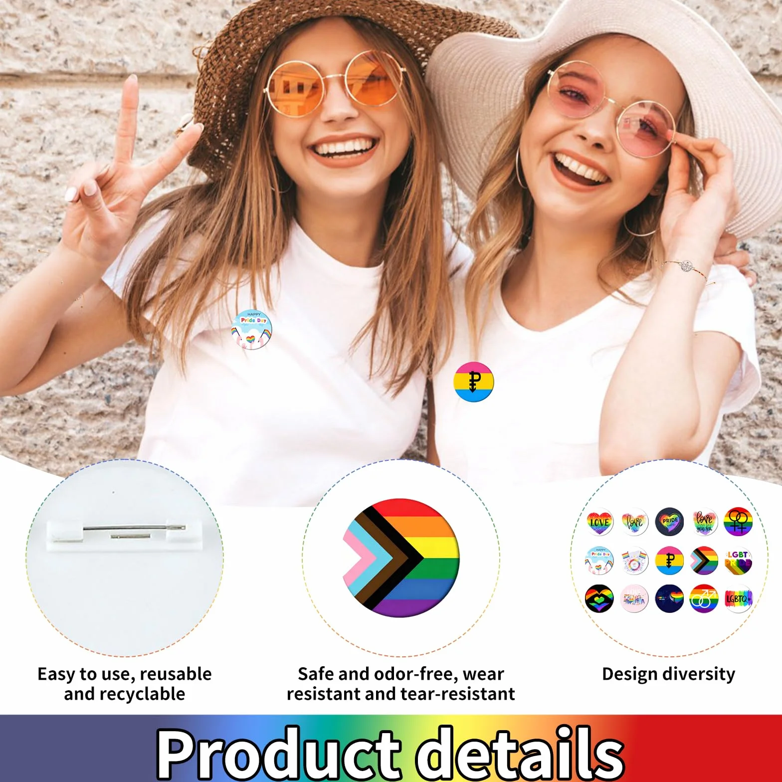 Chapas Pride LGBTQ 15 Piezas 44MM, Insignias Arcoíris LGBT, Pines Redondos de Metal, Set Broches Orgullo