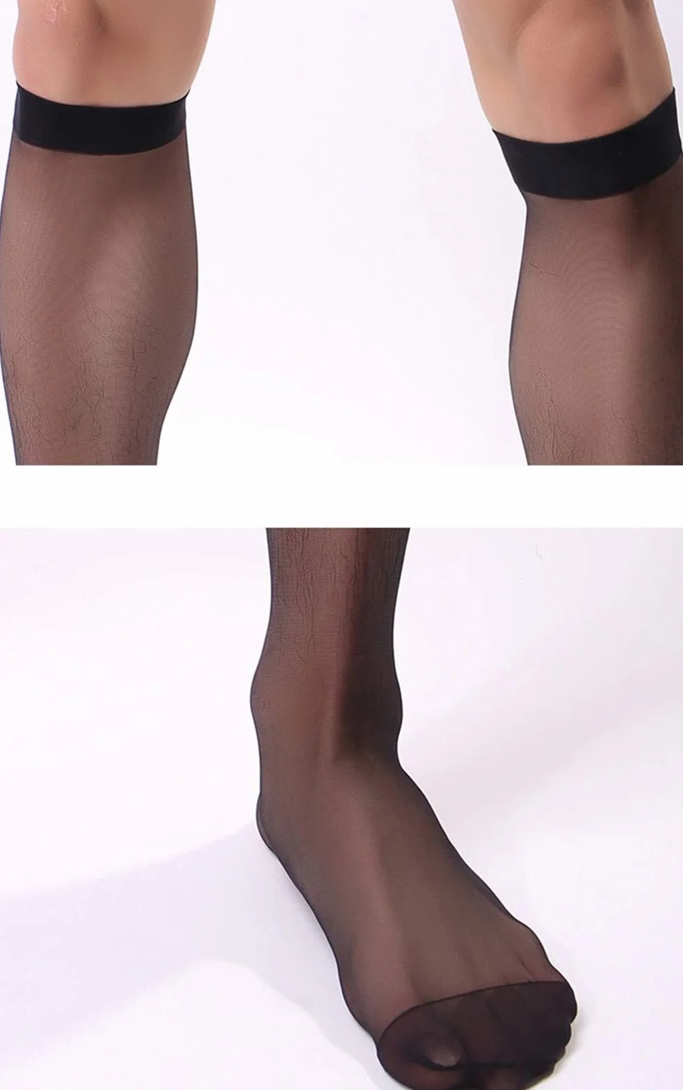 ADESUGATA Medias de Negocios para Hombre Antimicrobianas Resistentes al Olor Transparentes Negras Juego de 3