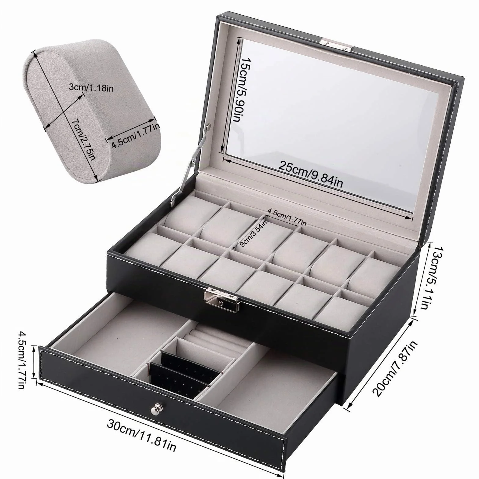 Uten Caja de 12 Relojes, Doble Capa, Estuche de Exhibición para Colección de Joyas