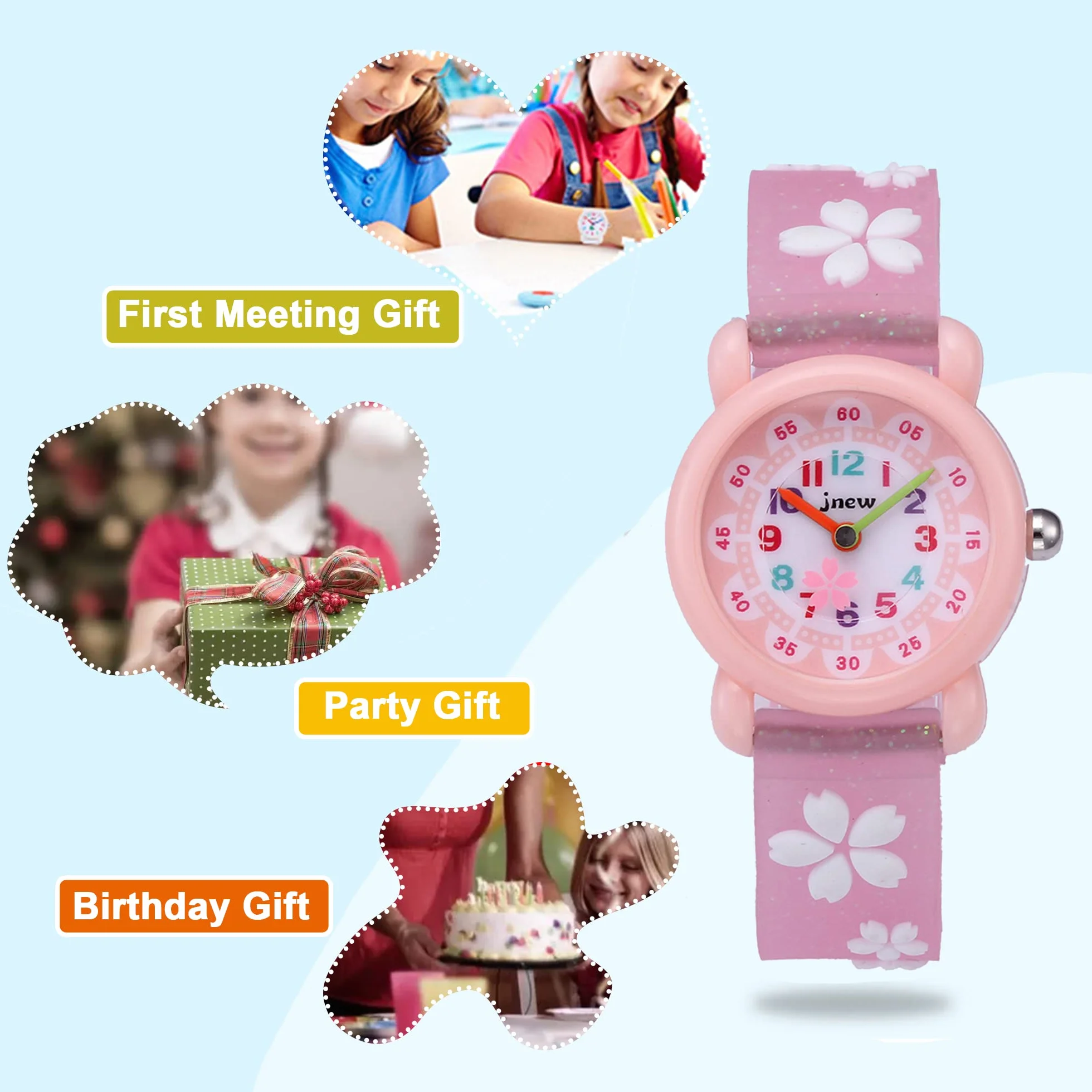 Reloj de Pulsera para Niñas Analógico Cuarzo 3ATM Impermeable 3D Dibujos Animados Correa Silicona