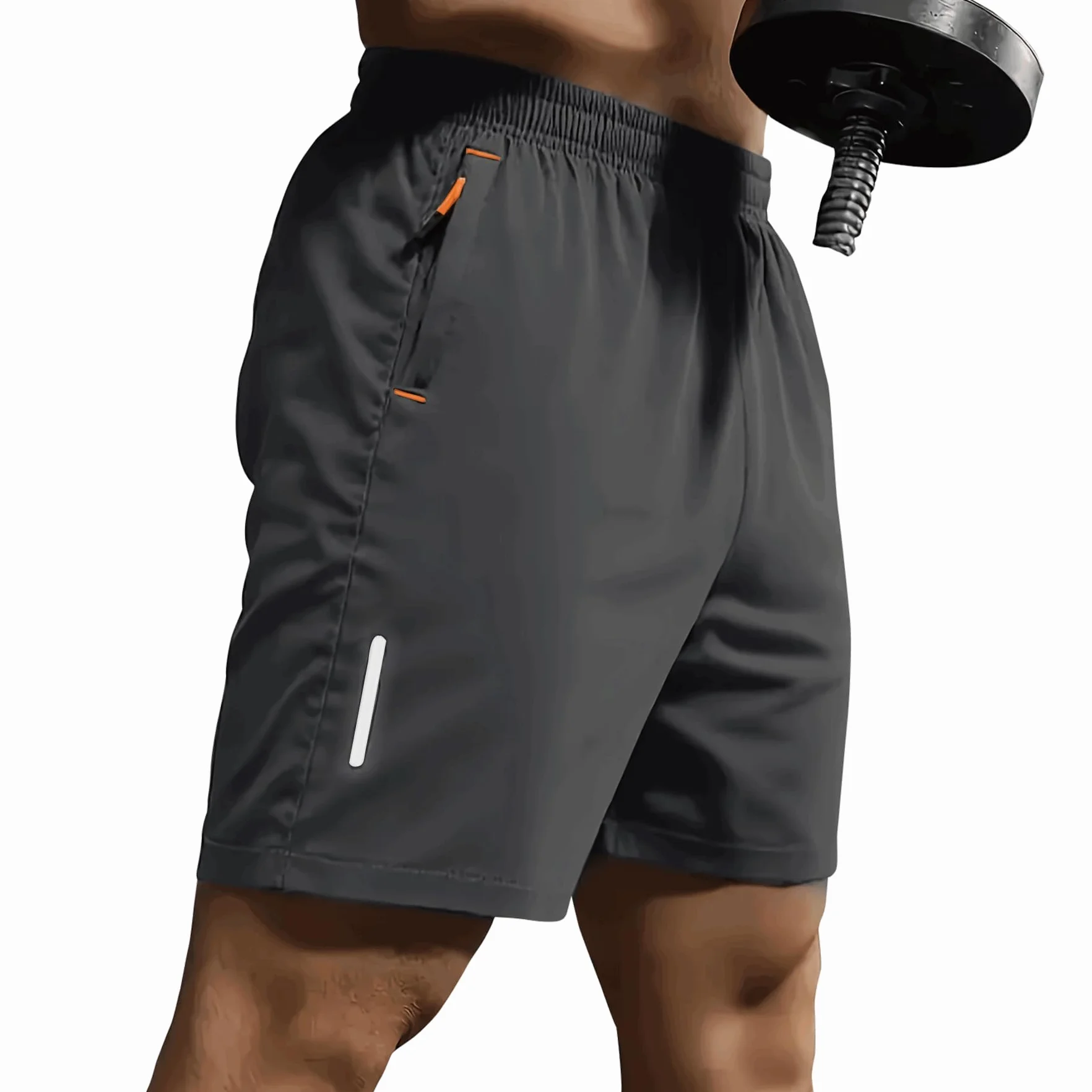 SHAGGA Paquete de 3 Pantalones Cortos de Gimnasio para Hombre, Ligeros, Secado Rápido, 7" Entrepierna Corta con Bolsillos Cremallera