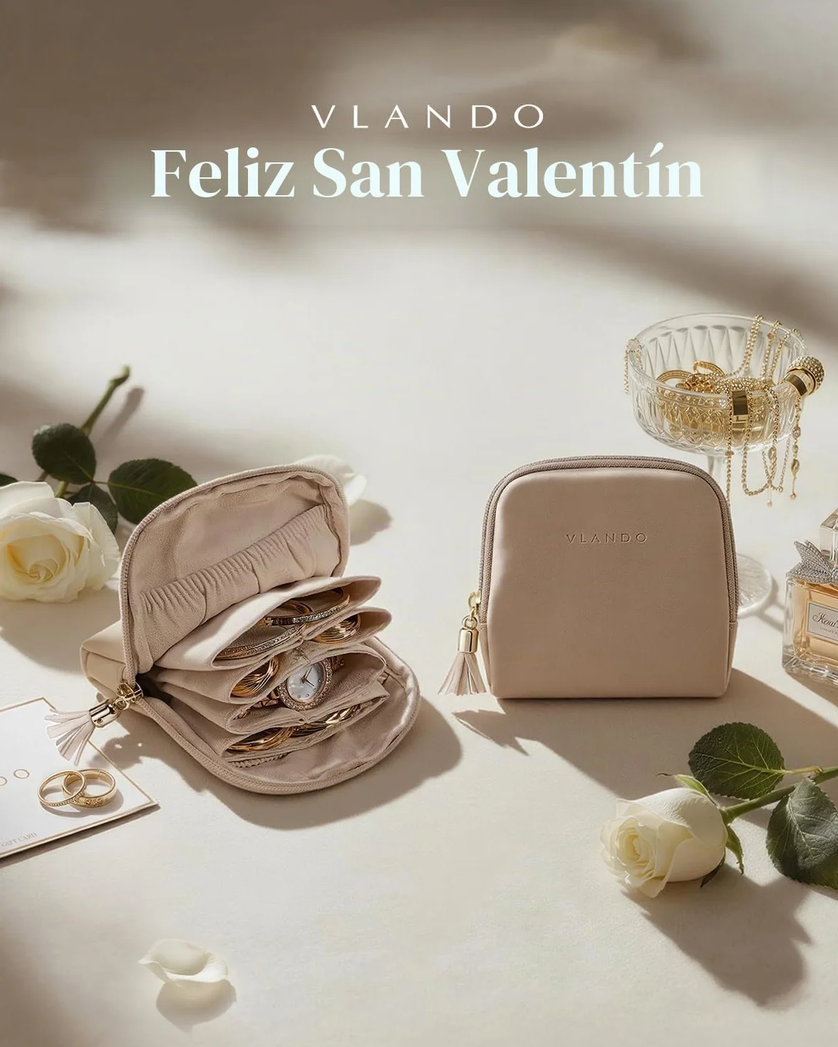 VLANDO Joyero de viaje bolsa para joyas 6 capas caja de joyería piel sintética