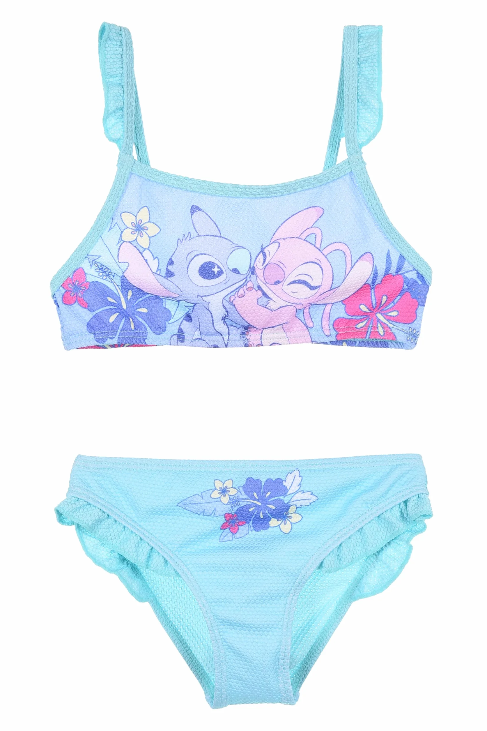 Disney Stitch y Angel Bikini para Niña, Bañador de Dos Piezas Arco Iris, Natación Infantil Tallas 3-8 Años