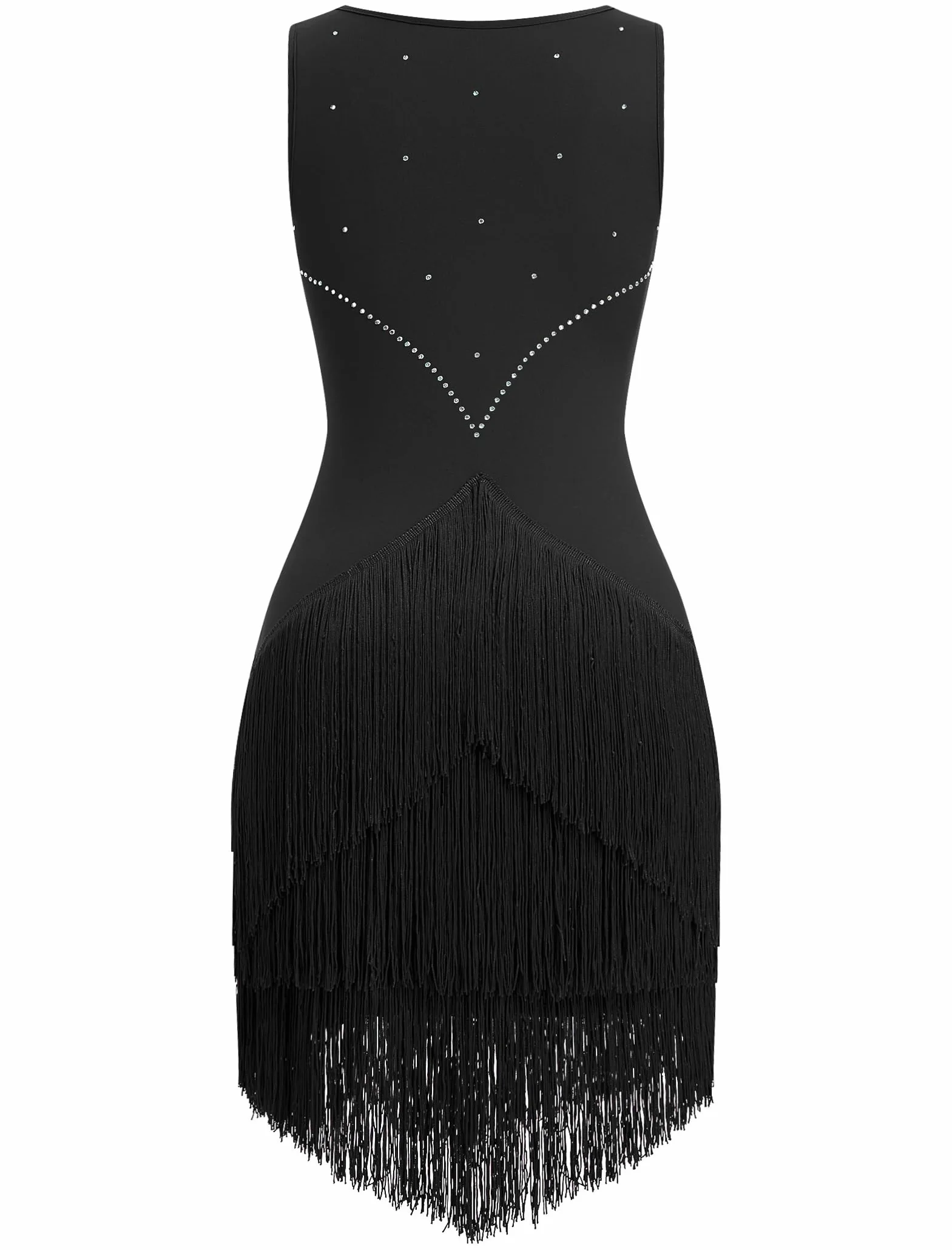 Vestido de baile latino mujer vintage años 20 sin mangas estrás flecos Gatsby cóctel
