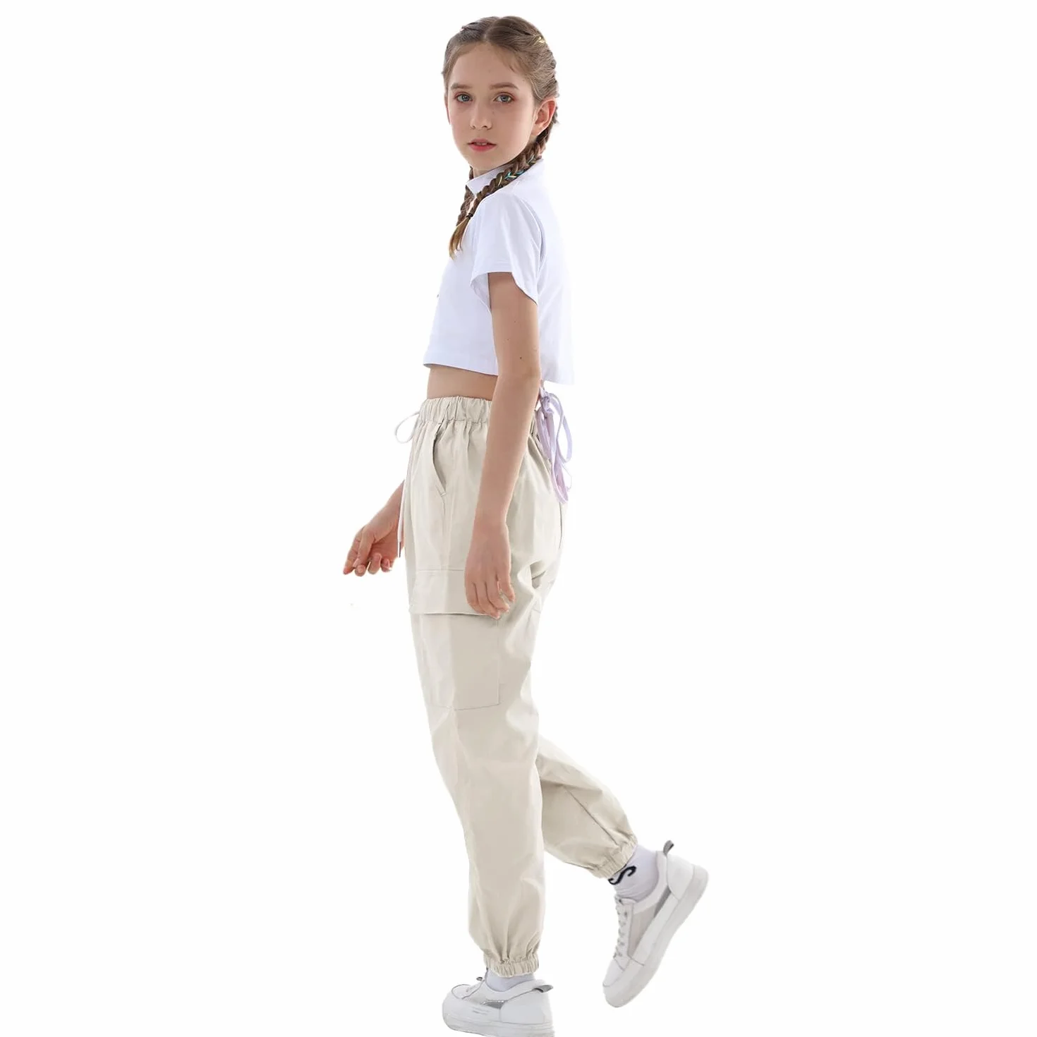 Rolanko Pantalones Cargo Elásticos para Niños Jogger Streetwear Danza