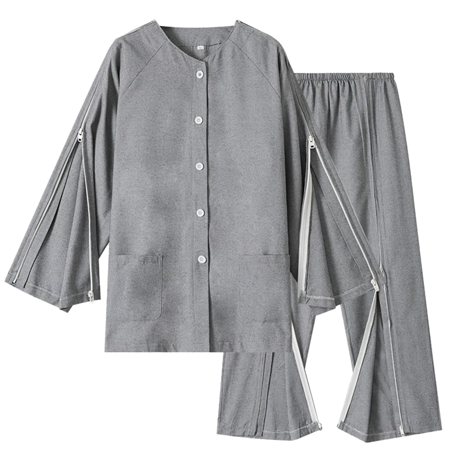 Conjunto de pijamas para hombre, para pacientes postrados, ropa totalmente abierta con desgarro, ayuda al cuidado, fractura rehabilitación hospital bata de ancianos, transpirable, todas las