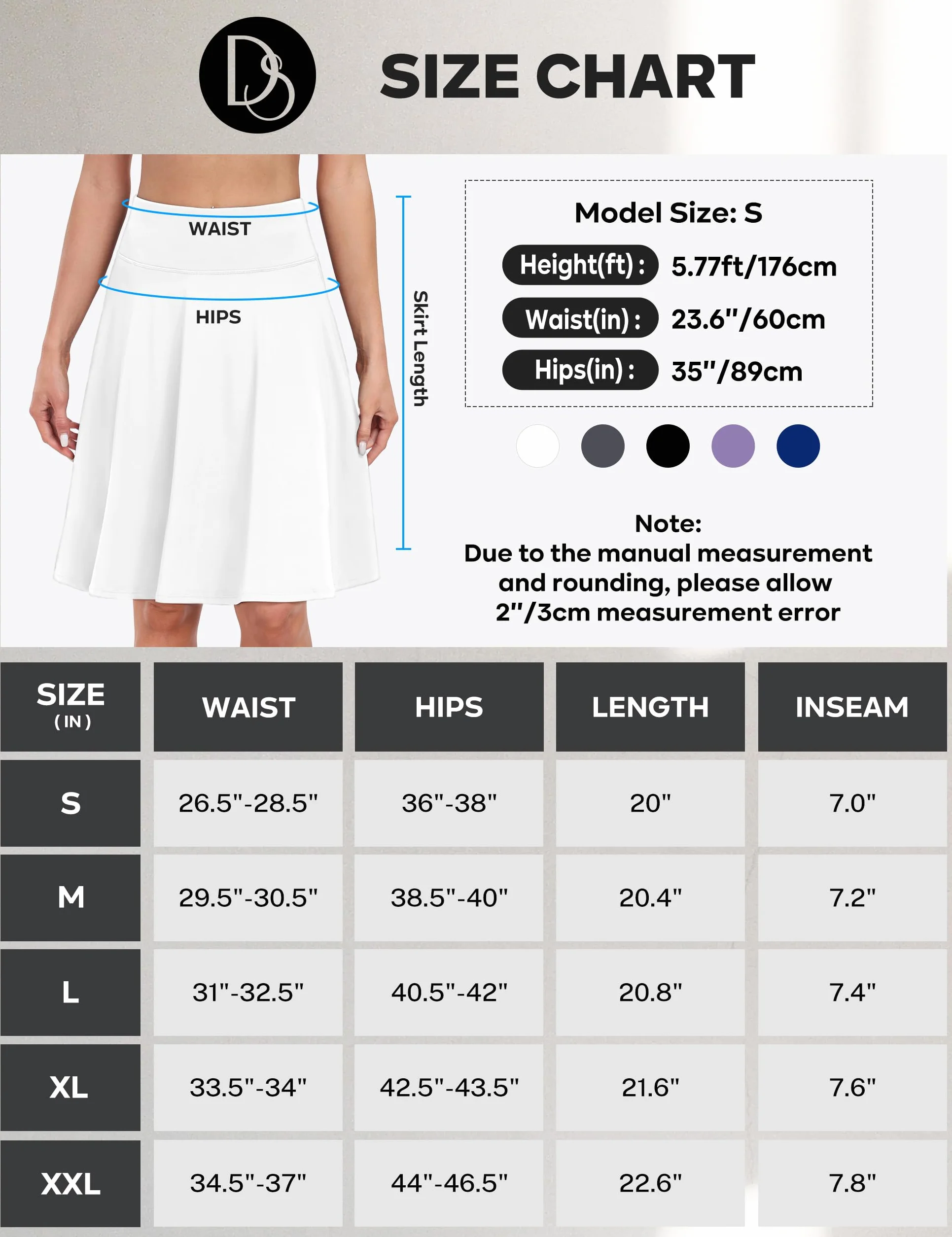 Desol Faldas de tenis y golf de 20 pulgadas para mujer, cintura alta, atlética, con pantalones cortos y bolsillos