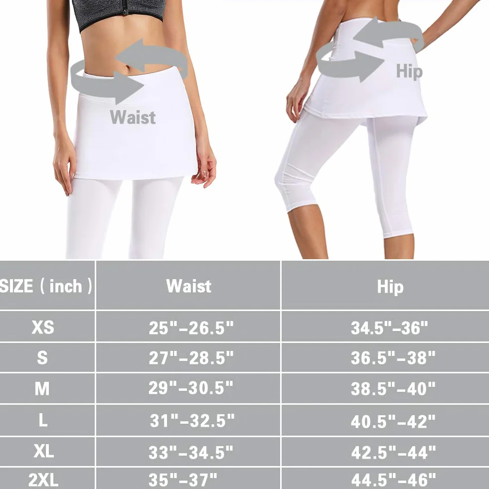 Ibeauti Leggings capri UPF 50+ falda yoga golf tenis correr entrenar