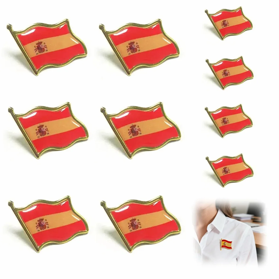 Bandera de España Pin Badge Metal Esmalte Broche Español 10 Piezas