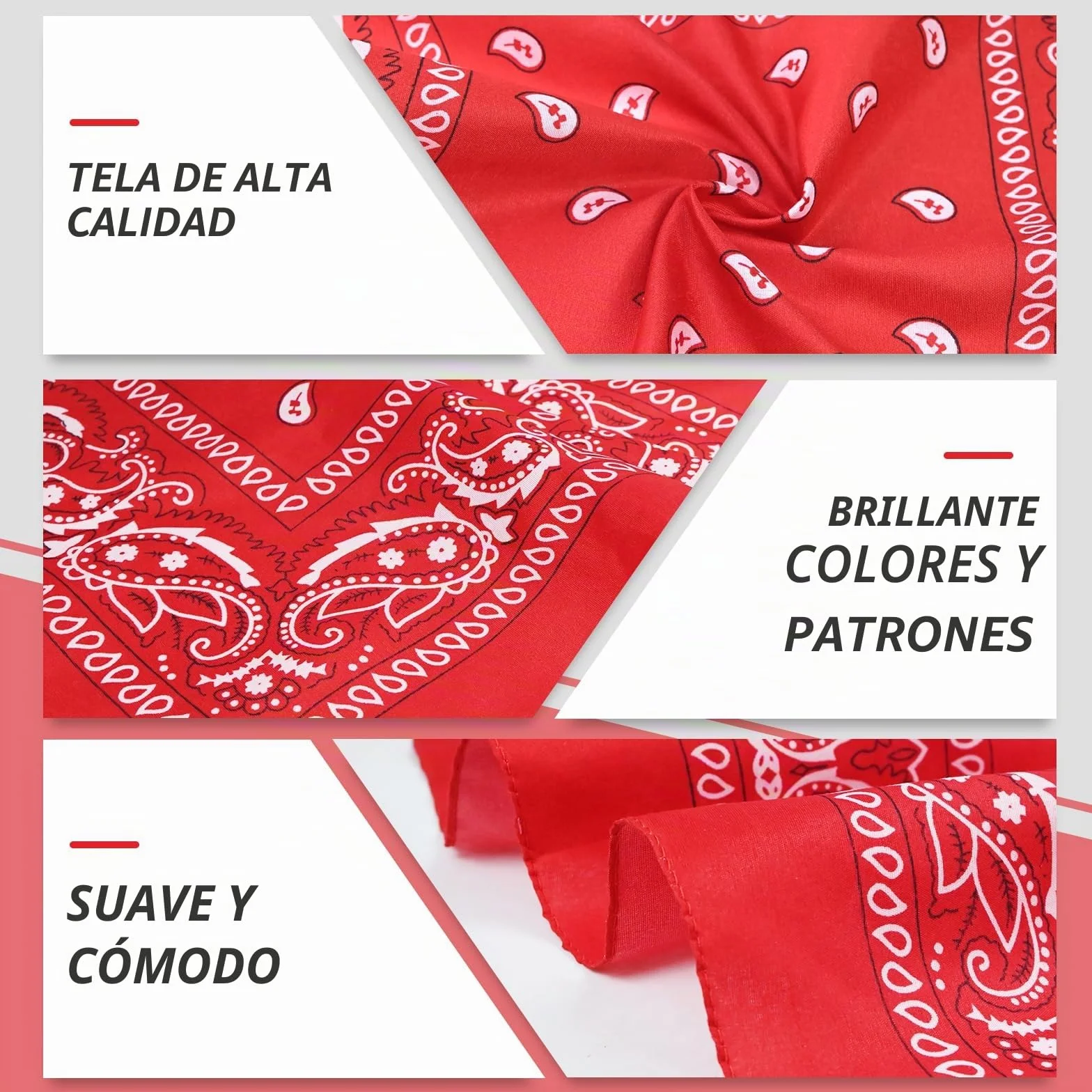 Foulard Carré para Hombre y Mujer, Pack de 12 Bandanas Paisley Estilo Cowboy