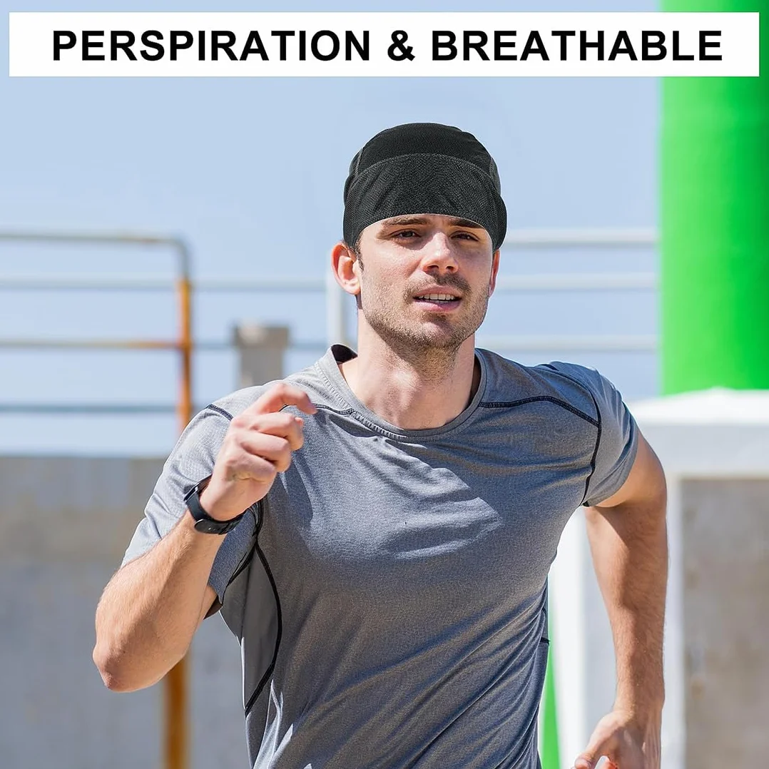 JEYORZY Paquete de 2 Bandanas, Capuchas Deportivas para Exteriores de Secado rápido, Que absorben la Humedad, Transpirables, Capuchas con Bloqueo UV, aptas para Correr Senderismo y Moto(Negro,Gris)