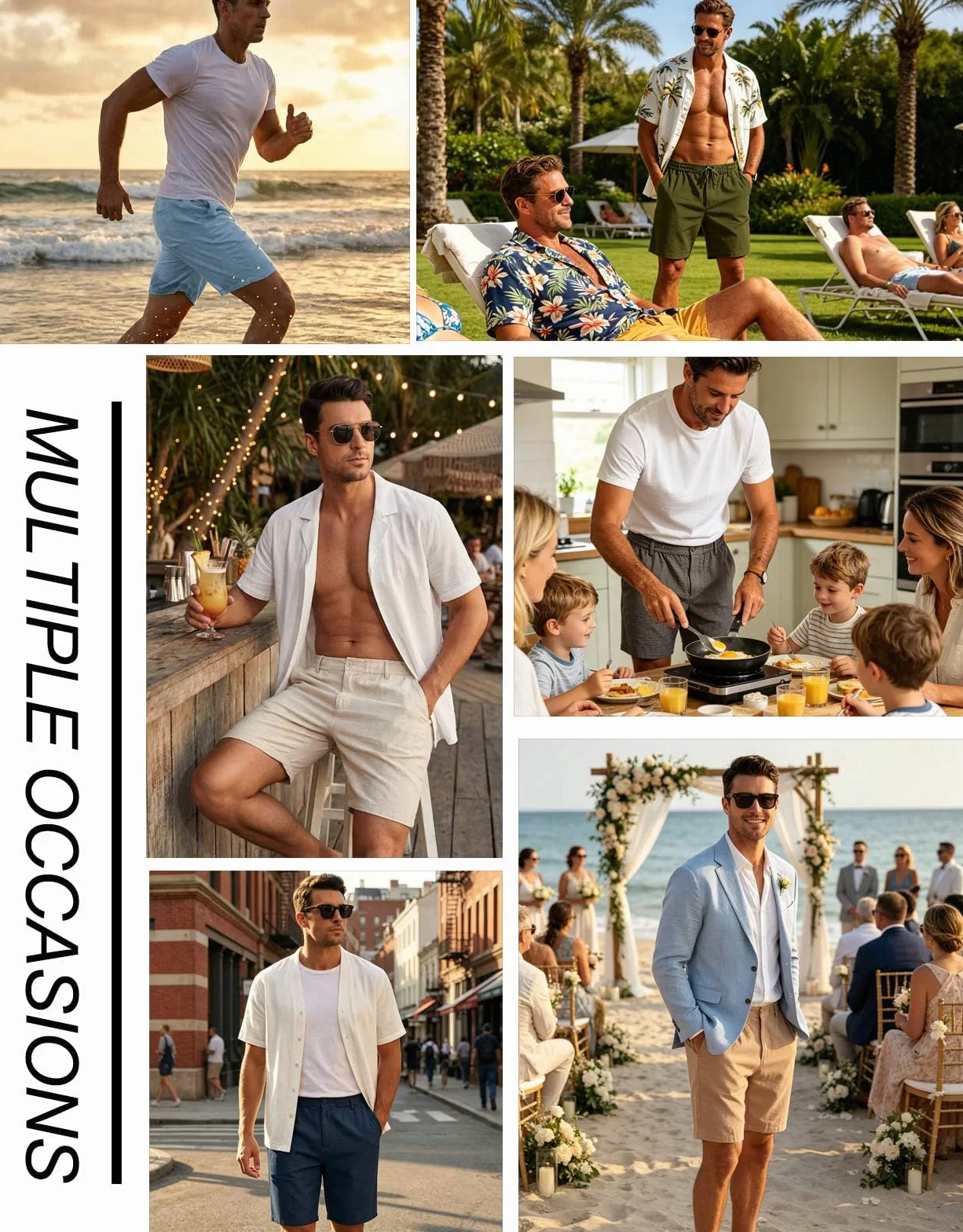 Halfword Lino Bermudas Cortos para Hombre Verano Casual Ligeros Elásticos