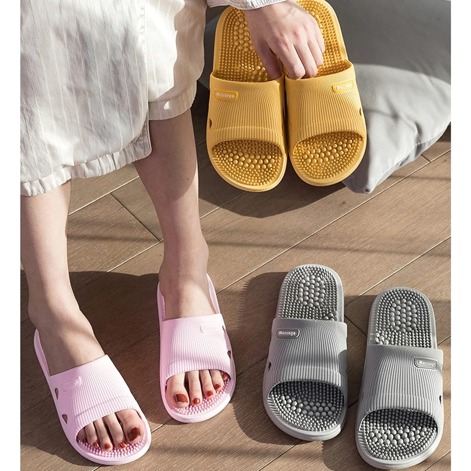 Zapatillas de Masaje para Mujeres, Zapatillas Antideslizantes para Mujeres y Hombres, Zapatillas con Punta Abierta, Zapatillas Antideslizantes para Ducha, Zapatillas de Masaje de acupresión, Zapatos
