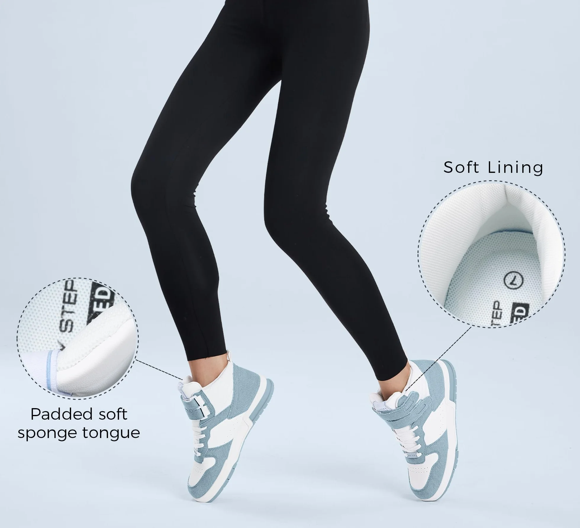 LUCKY STEP Zapatillas Deportivas de Moda para Mujer Botas de Baloncesto con Plataforma de Cierre autoadherente de Cuero Sintético