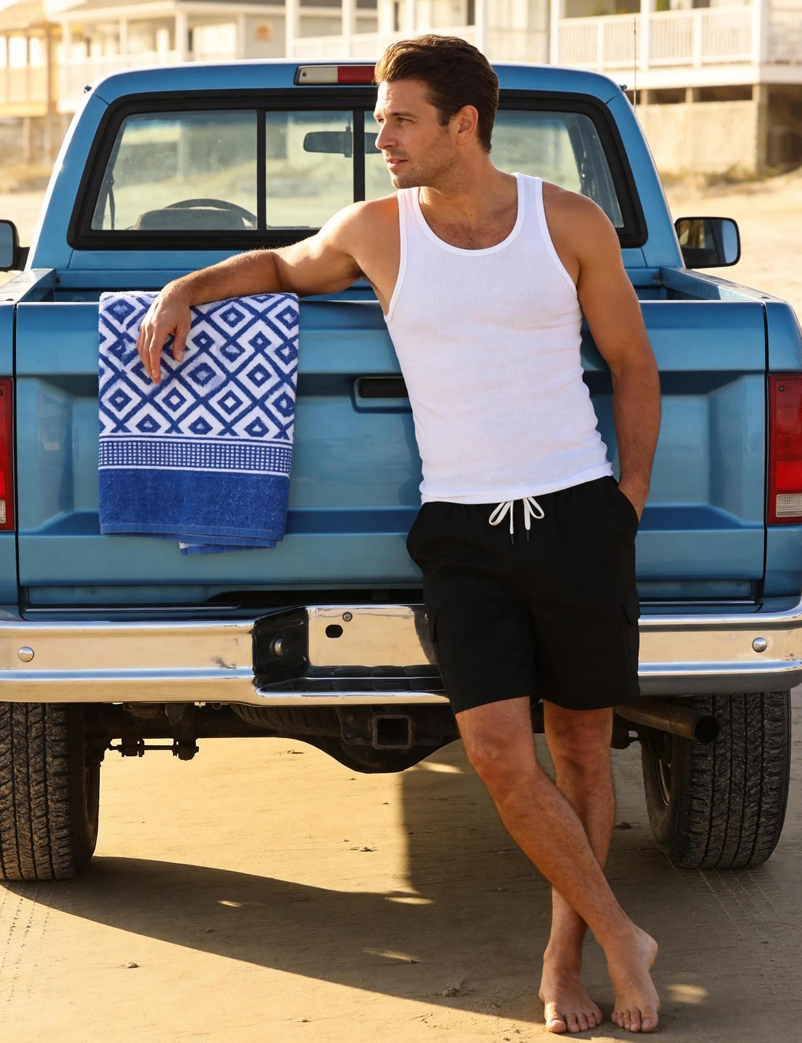 iClosam Pantalones Cortos Cargo Hombre Cintura Elástica Corte Recto Algodón Transpirable XS-3XL