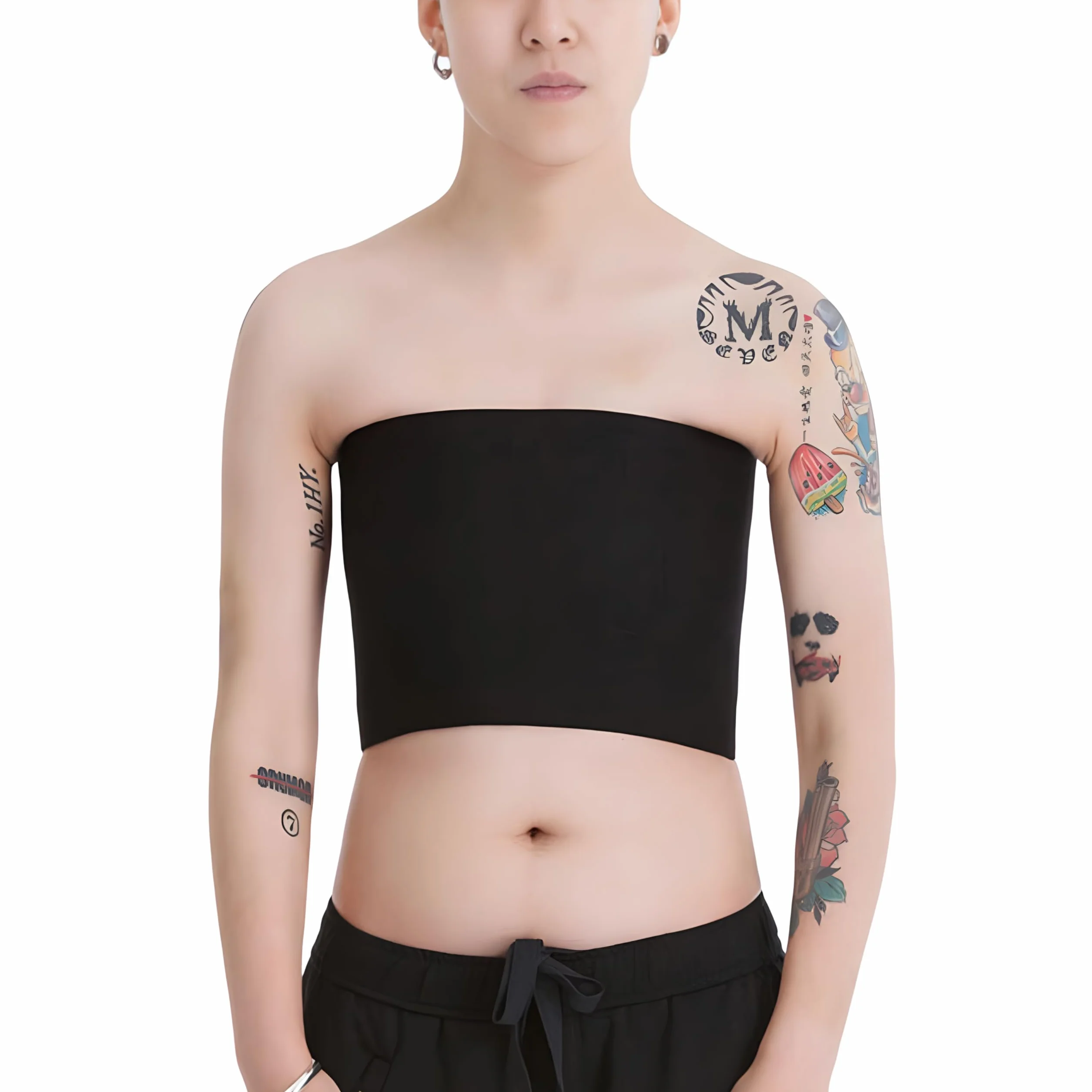 BaronHong Tomboy Trans Lesbian Strapless Plus Size Pecho Binder Top con 20 cm Banda elástica