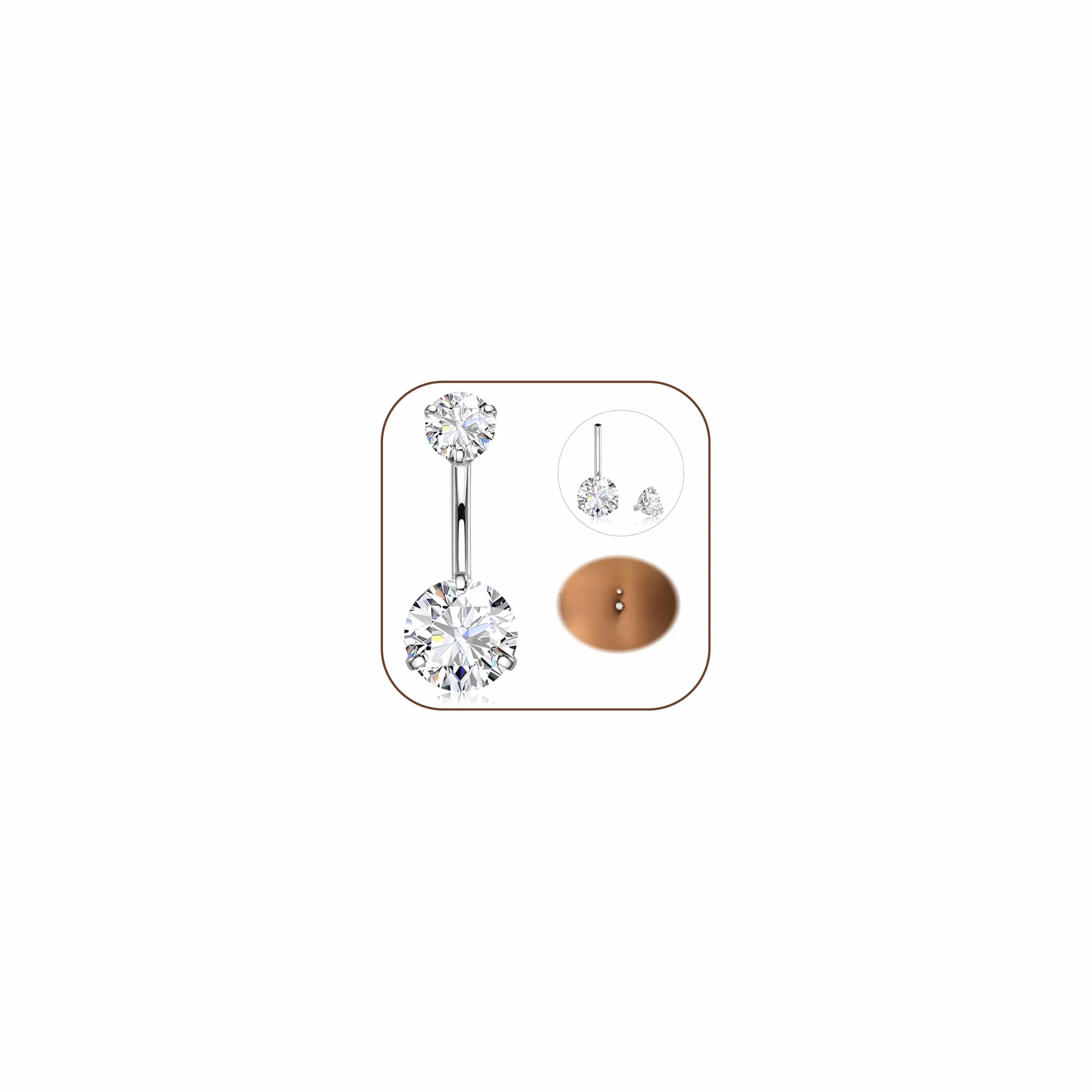 Piercing Ombligo 316L Acero Quirúrgico 14G CZ Anillos Barretta Banana Vientre Joyería para Mujeres Hombres 8-16mm