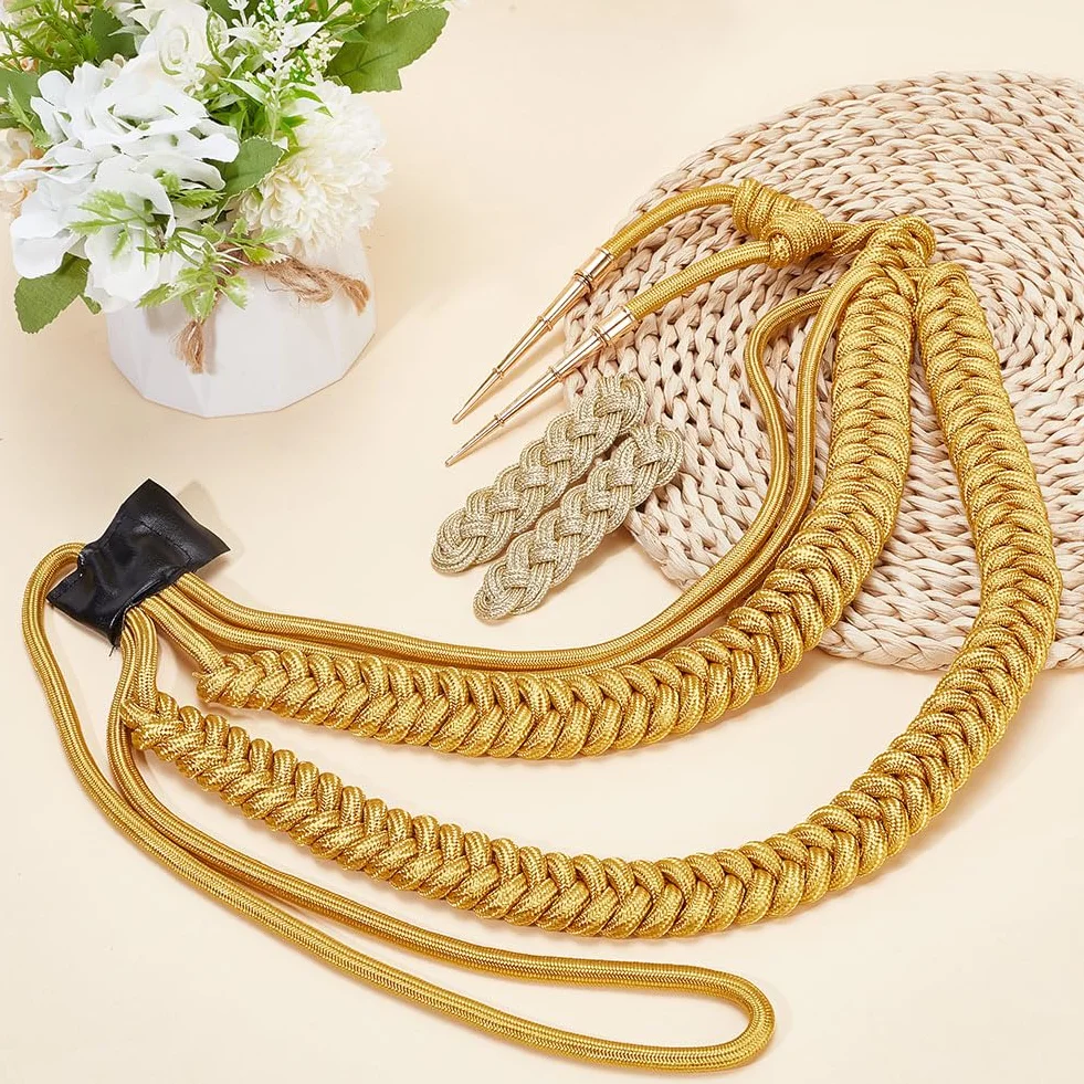 WEBEEDY Hombreras oro trenzada militar uniforme cosplay accesorios