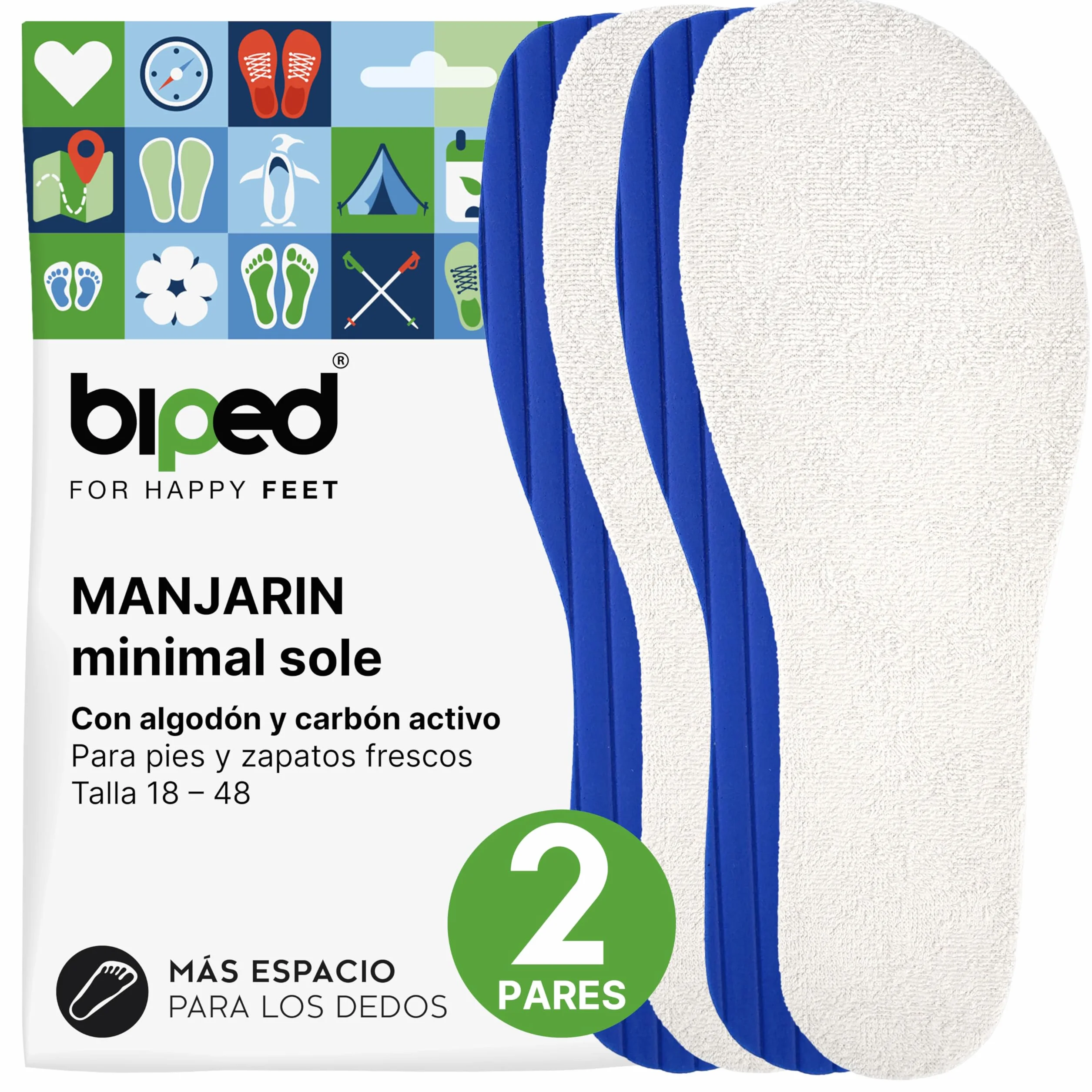 MANJARIN biped minimal sole plantillas para minimal shoes barefoot shoes algodón auténtico carbón activo 39