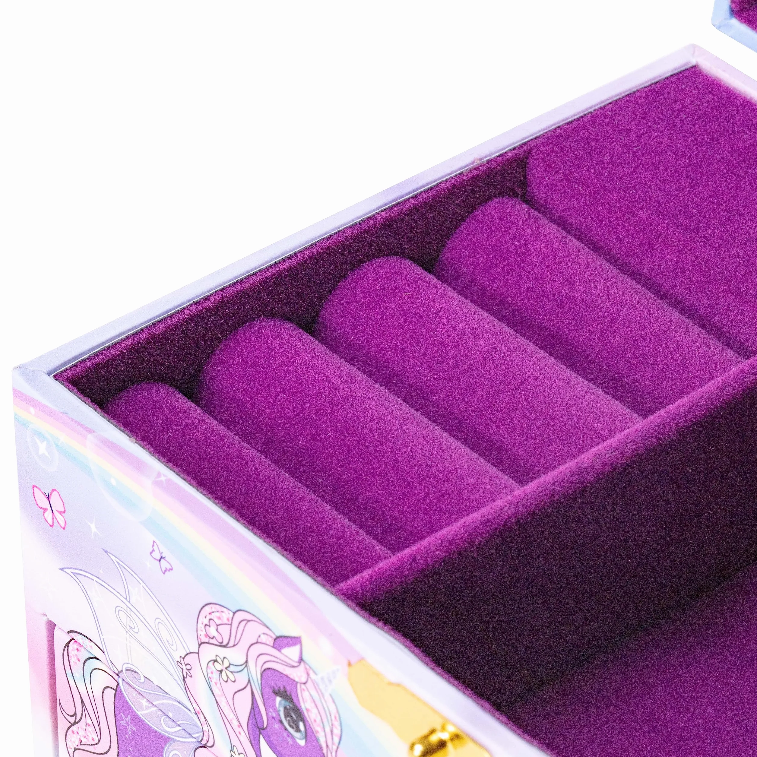 CRAZE Joyero Musical Niña Unicornio Caja de Música Cajón Extraíble Aterciopelado Espejo Unicornio Giratorio