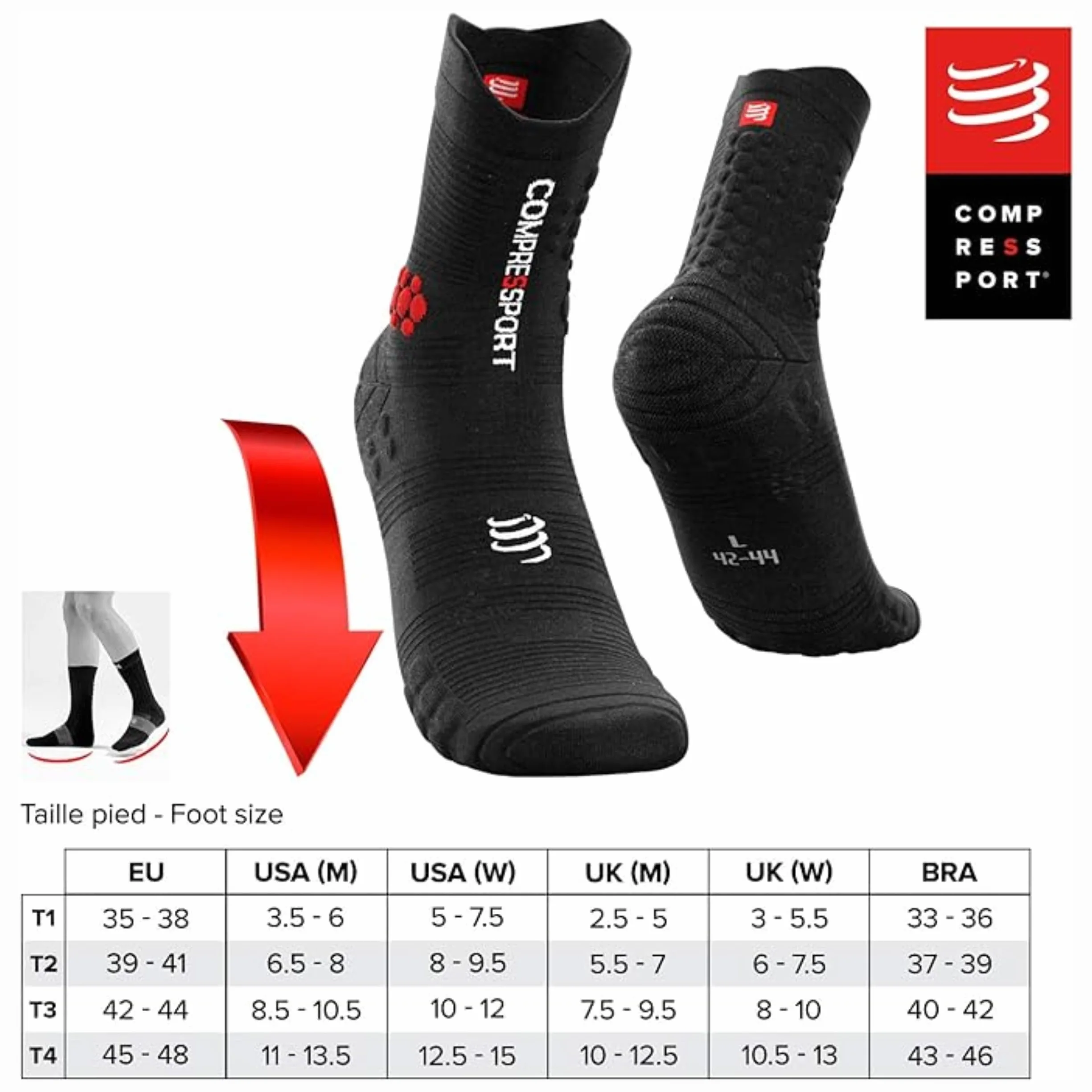 Compressport Pro Racing Socks V3.0 Trail - Calcetines de Trail Running con Amortiguación y Estabilidad