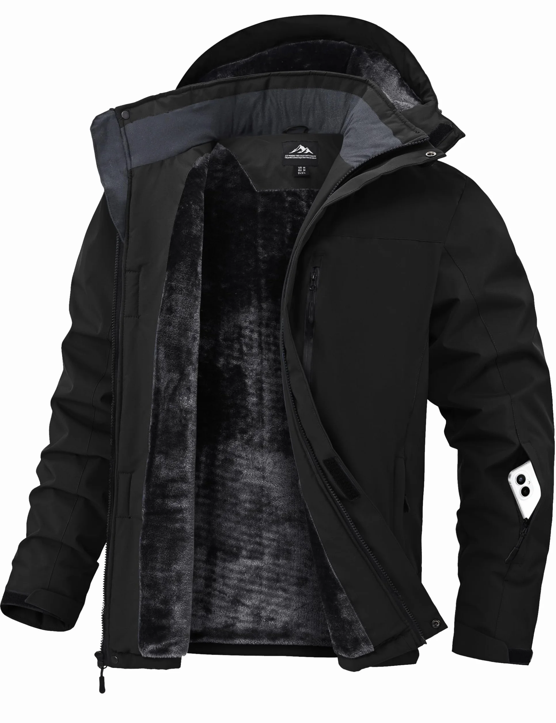 Zoofly Chaqueta de Esquí Impermeable Hombre Invierno Abrigo Nieve Snowboard Cazadora con Capucha Desmontable