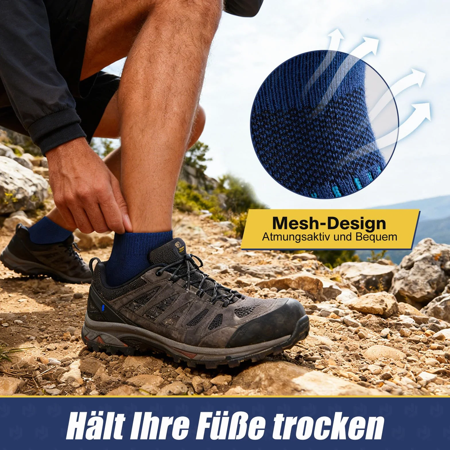 Calcetines Trekking Merino Unisex Paquete 6 Pares Deportivos Transpirables Amortiguación