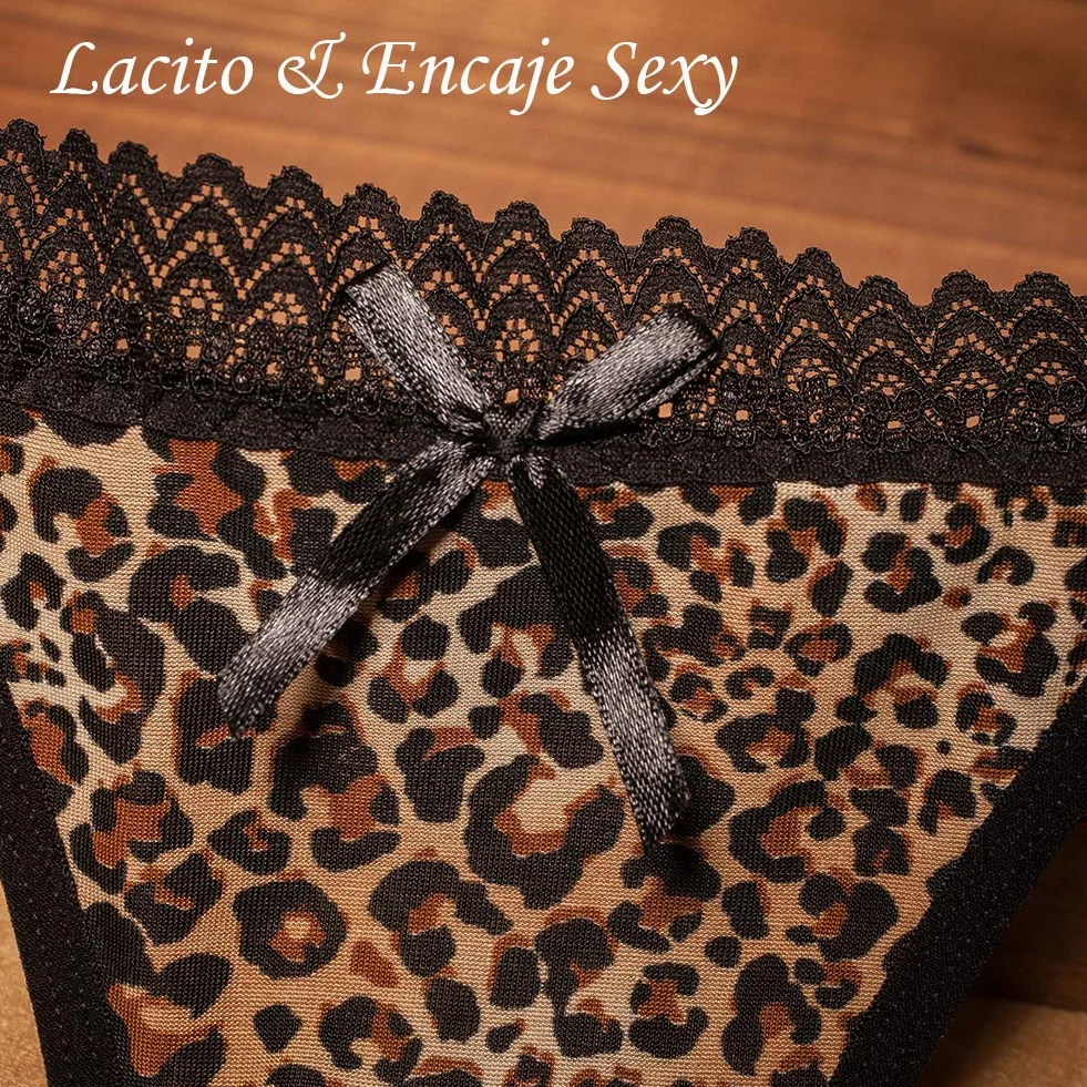 VicSec 4 Pack Braguitas Sexy Encaje Fina Tanga Suave G-String Lencería Interior Espalda Decora Corazon Talla Única