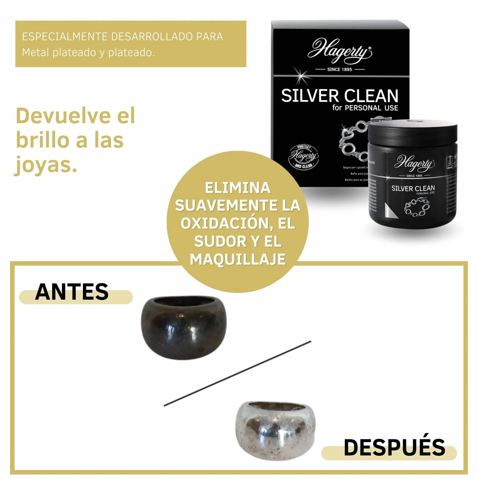 Hagerty Silver Clean Baño de Inmersión Limpia Plata 170 ml con Cesta