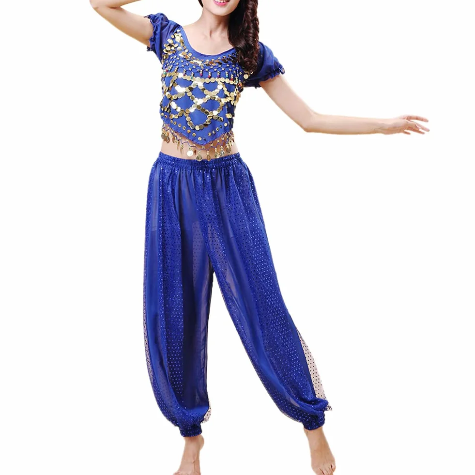 Trajes de Danza del Vientre para Mujer Parte Superior y Pantalones Linterna Bailarina Carnaval