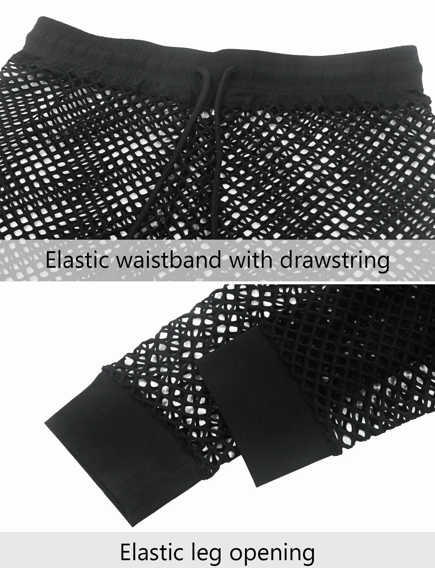 AIEOE Pantalones de malla para hombre, ropa interior de malla con cordón, cintura baja, ajuste muscular
