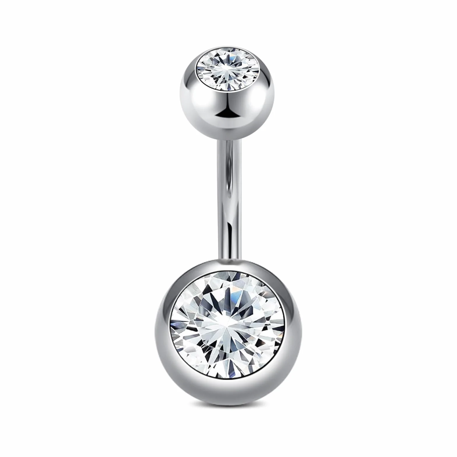 AceFun Piercing ombligo Titanio oro plata 6mm-14mm Acero quirurgico 14G Barbell G23