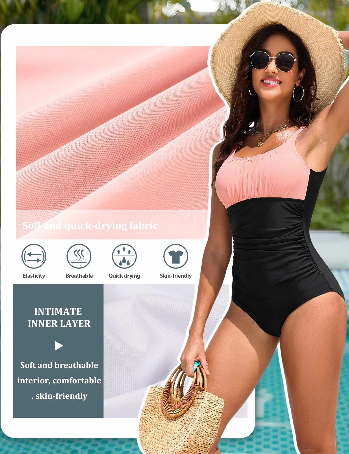 Bañadores Mujer Reductores Tallas Grandes Control de Barriga Traje de Baño Una Pieza Push Up Vientre Plano Monokinis Natación