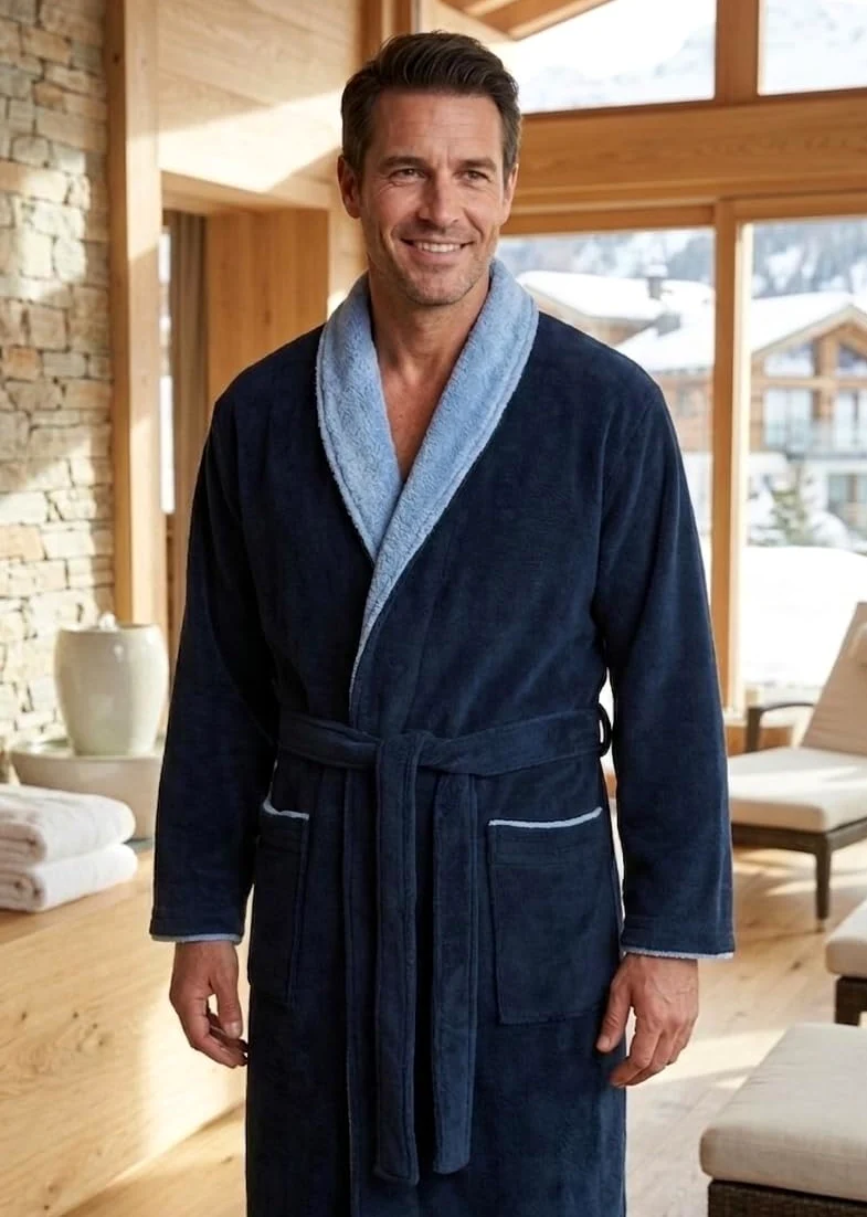 Albornoz para hombre Revise RE-859 – con fibra de bambú – Albornoz para sauna