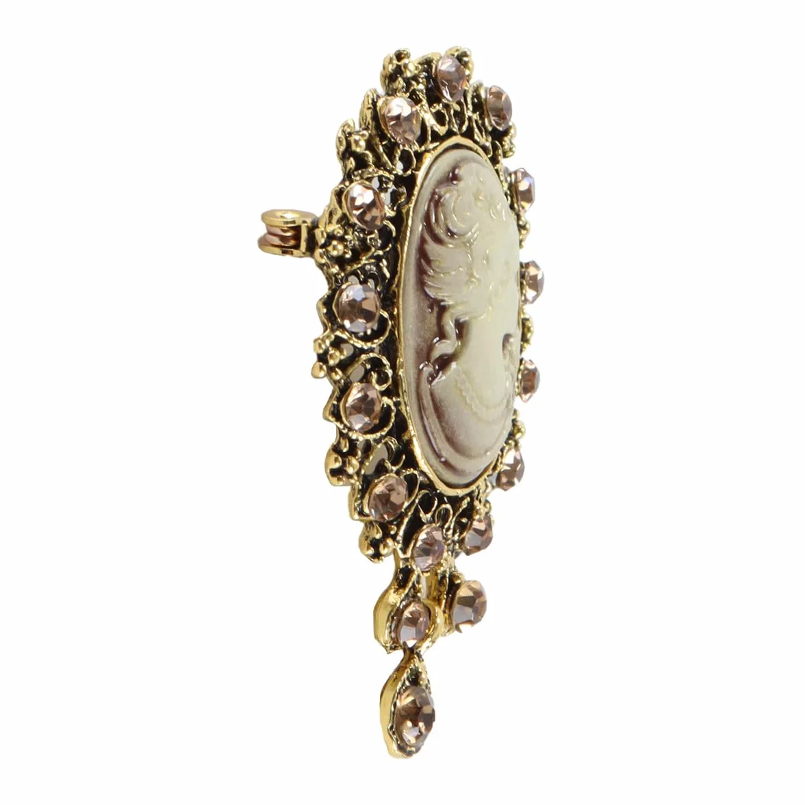 Broche colgante victoriano vintage camafeo metal 3,5 x 5 cm