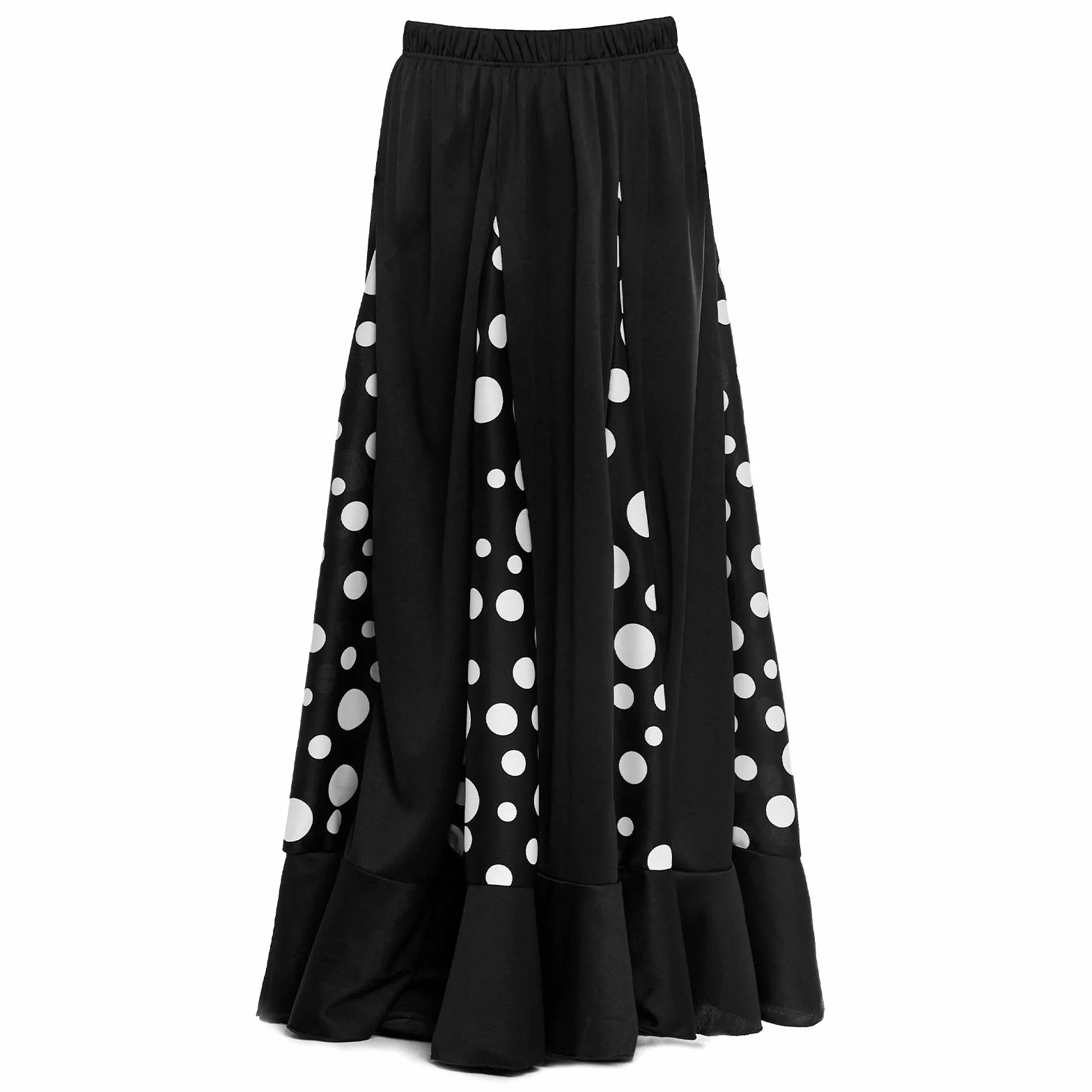 Falda Flamenca Mujer Negra con Quillas Lunares Blancos Tallas S a XXL Ensayo Baile Danza