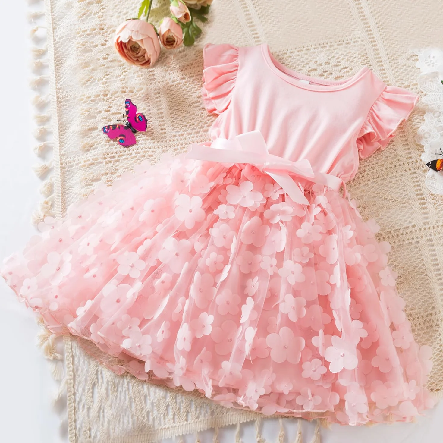 Vestido Tutú Floral Cielo Estrellado para Niña Pequeña Fiesta de Verano