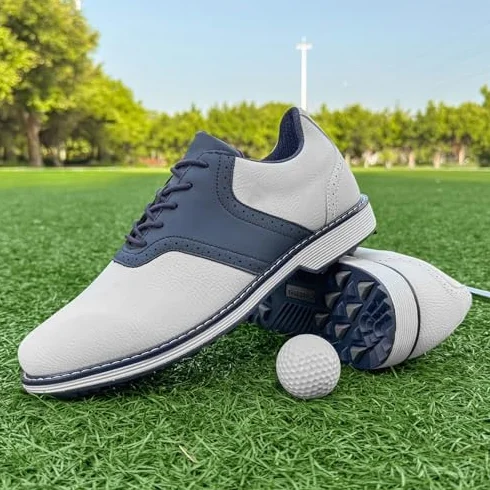 Zapatos de Golf para Hombre de Cuero Sin Clavos Antideslizantes Transpirables
