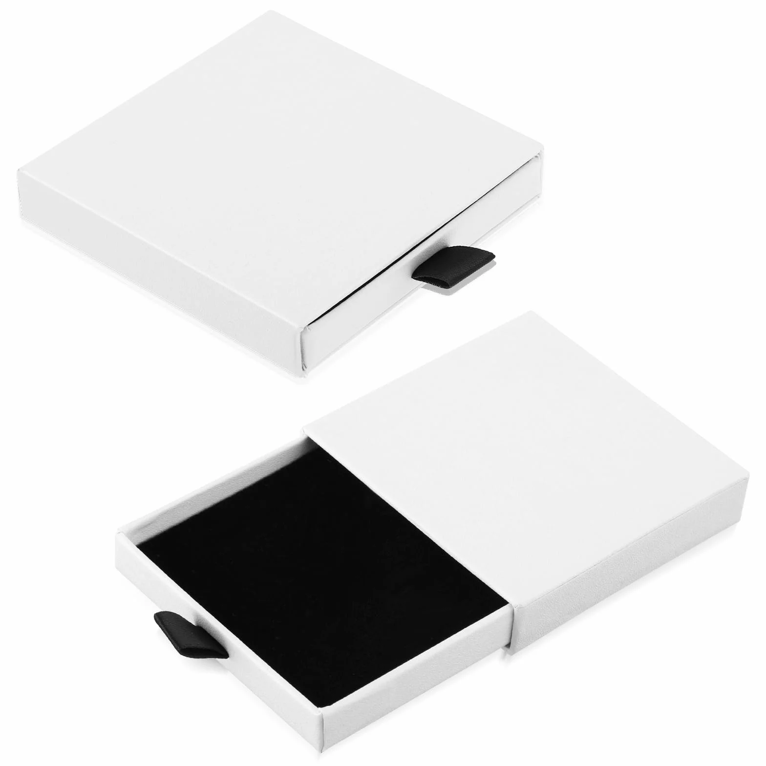 Caja de Regalo de Joyería Pequeña Blanca 2 Piezas Extraíble Cuadrada para Pulsera Collar