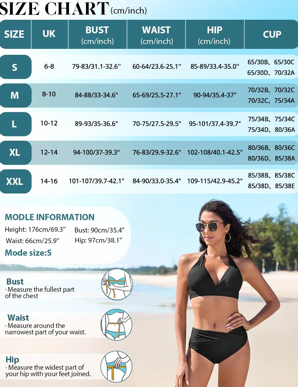 Nadeer Bikinis Mujer Push Up Cuello en V Traje de Baño de Dos Piezas Sexy Halter Conjunto de Bikini Ropa de Playa Verano Piscina