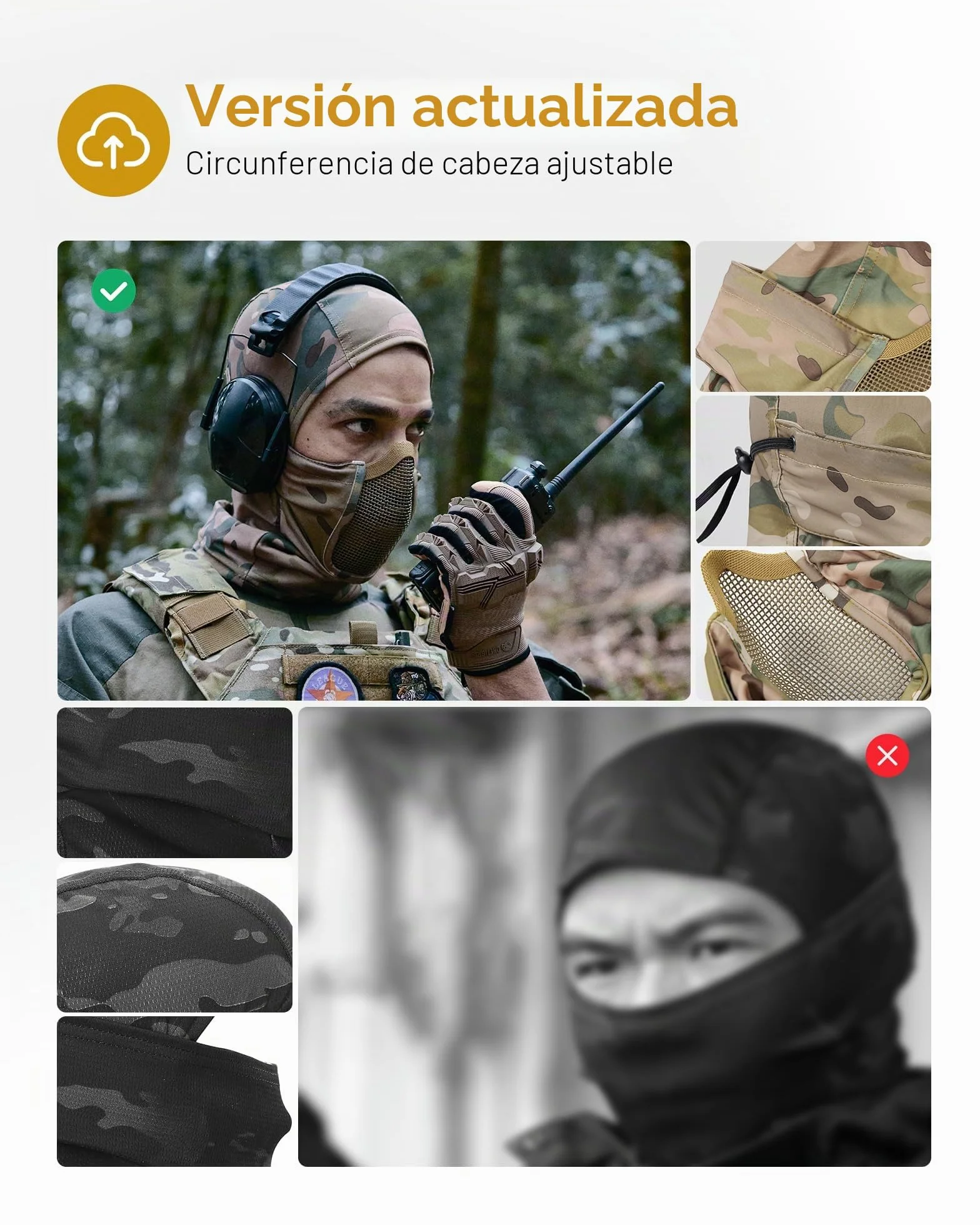 OneTigris Pasamontañas Táctico Malla Ninja Máscara Completa Airsoft