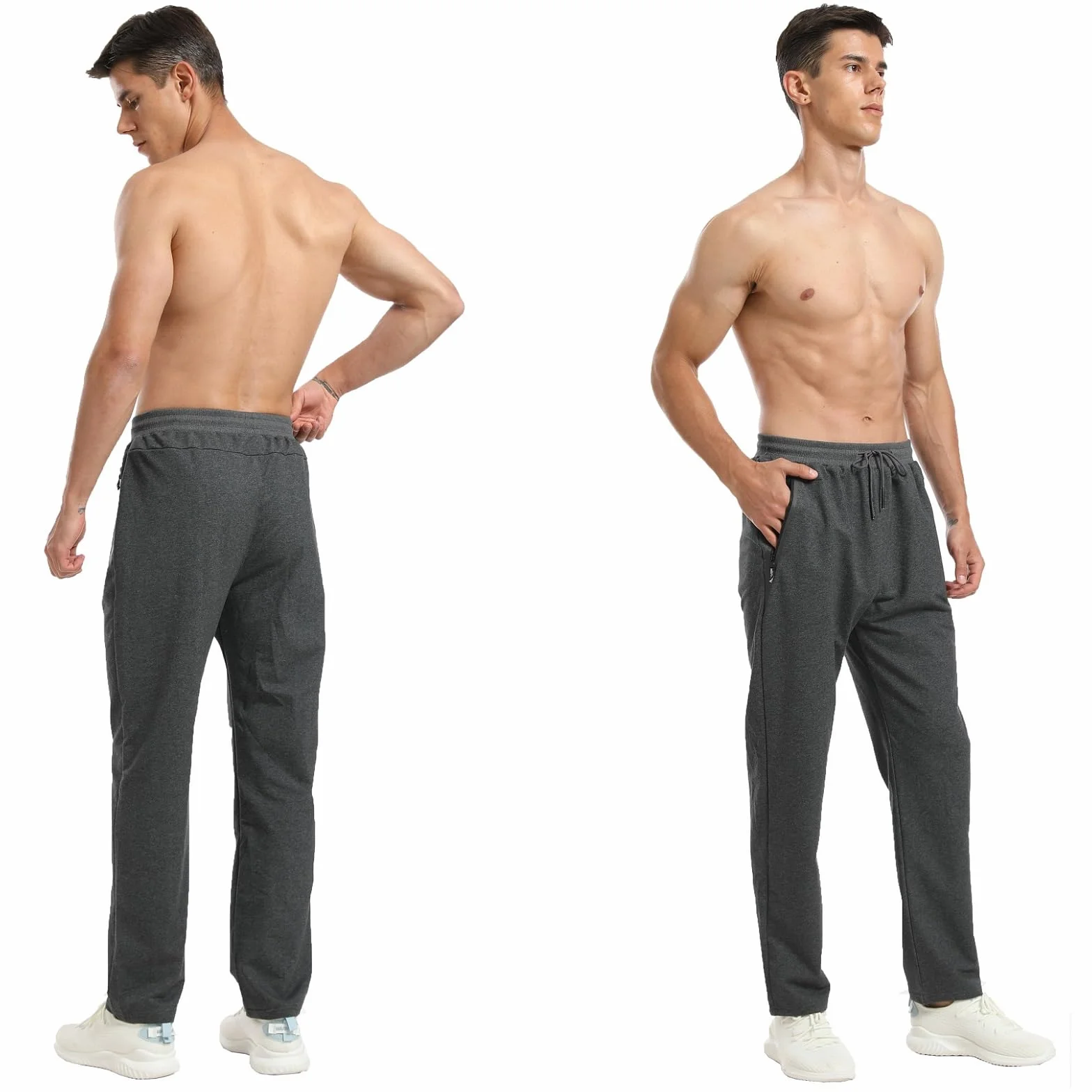Pantalon Chandal Hombre Algodón Cremallera Bolsillos Cintura Elástica Ajustable