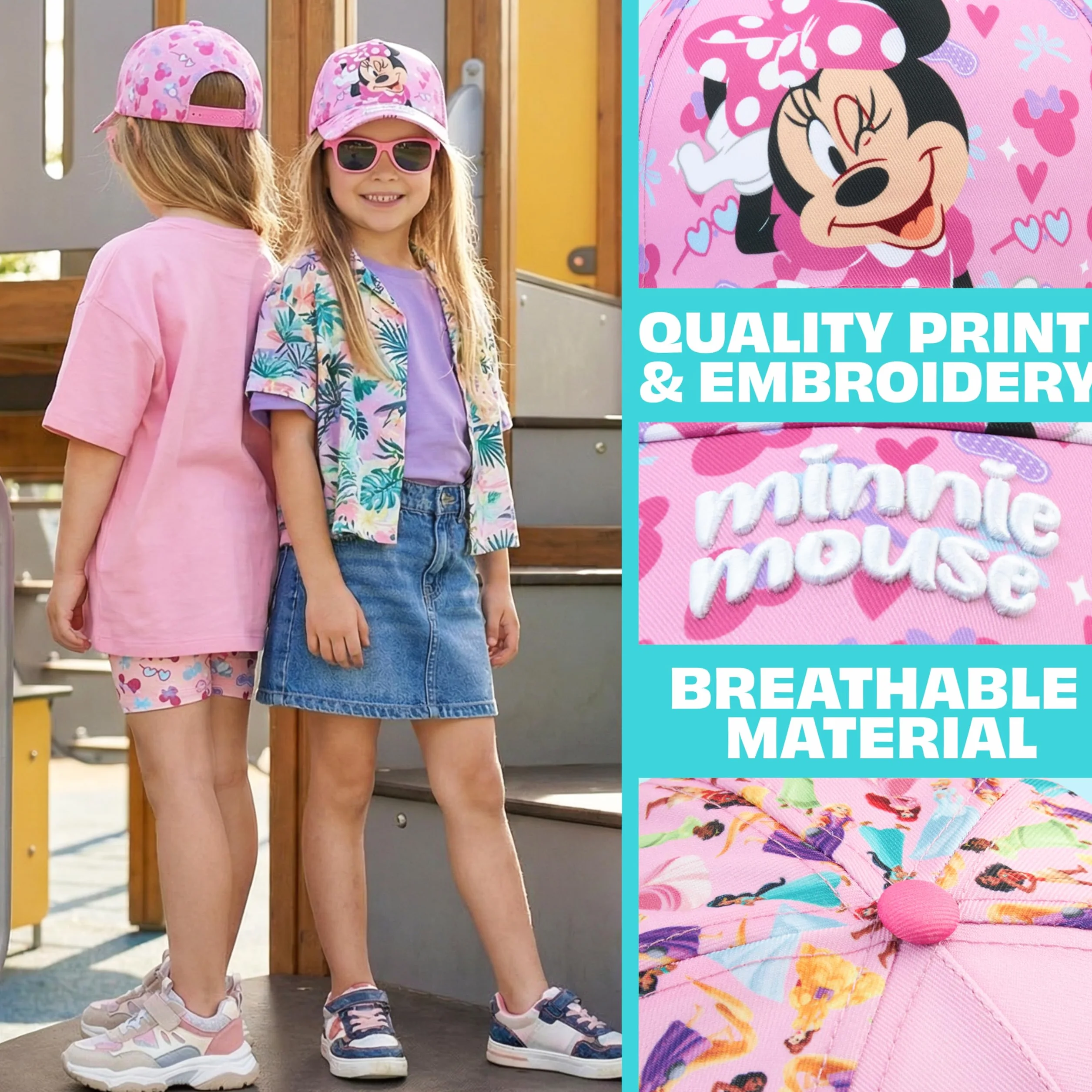 Gorra Niña con Gafas de Sol UV400 y Coletero Set Patrulla Canina Frozen Princesas Disney Minnie Mouse Barrio Sesamo